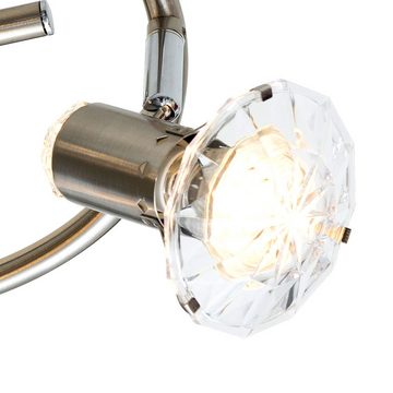 Globo LED Deckenleuchte, Leuchtmittel inklusive, Warmweiß, Spotrondell Spotleuchte Deckenlampe LED Kristalle Strahler verstellbar