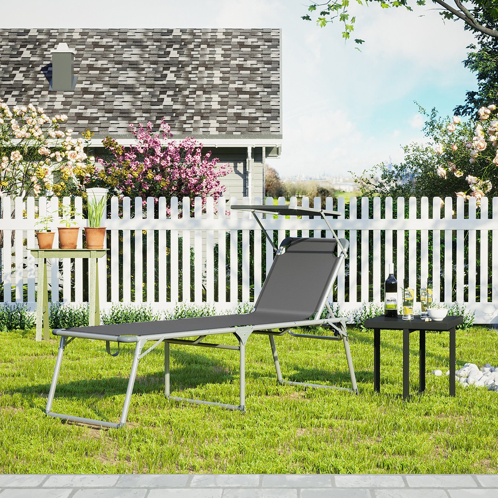 SONGMICS Gartenliege, Liegestuhl,Aluminium,groß,65x200x48cm,verstellbar günstig online kaufen