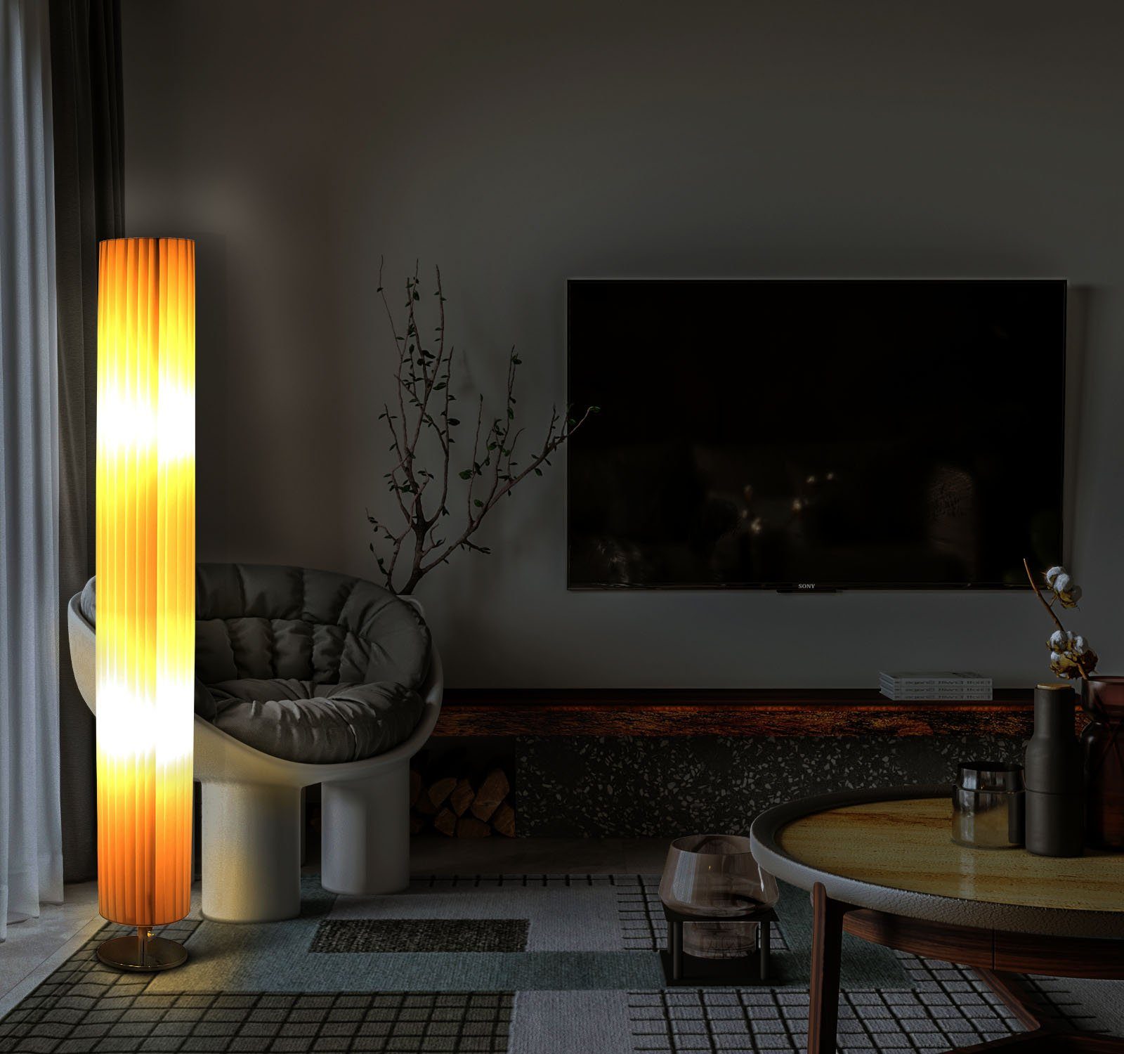 TRANGO Stehlampe, 120R Design Plissee Stehleuchte günstig online kaufen