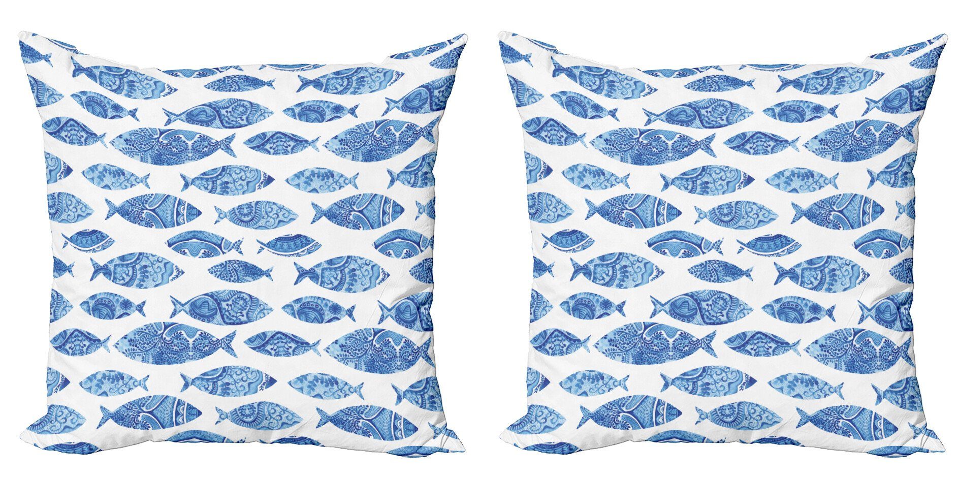 Doppelseitiger Kissenbezüge Abakuhaus Accent Stück), Patterns (2 Digitaldruck, Aquarell-Blue Modern Fisch