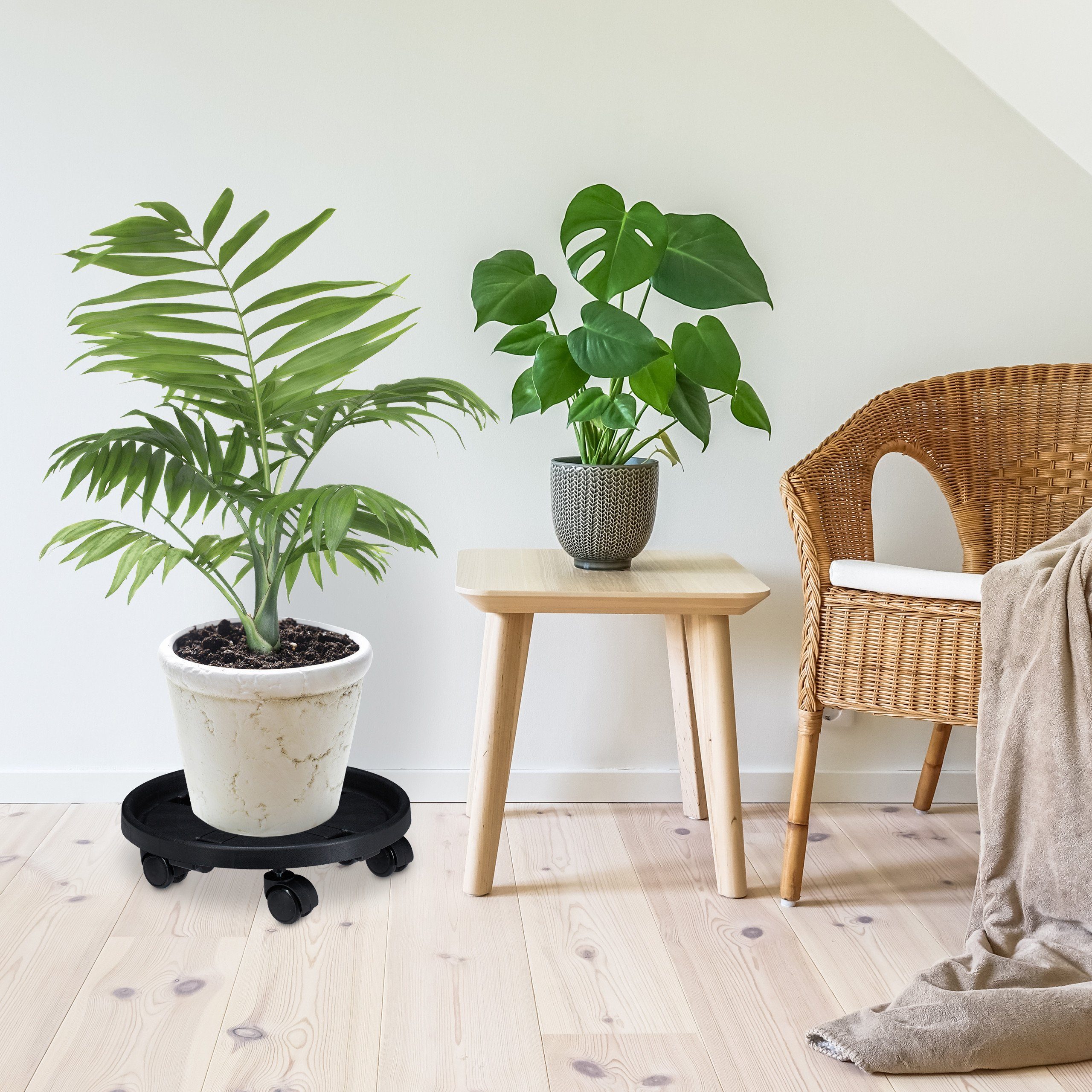 relaxdays Blumentopfuntersetzer Pflanzenroller Kunststoff groß 2er günstig online kaufen