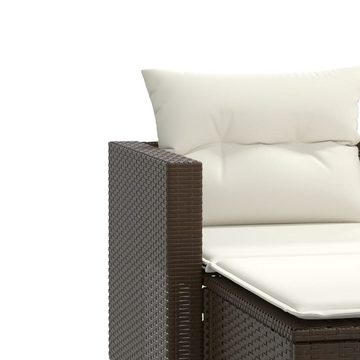 vidaXL Loungesofa Gartensofa 2-Sitzer mit Hockern Braun Poly Rattan