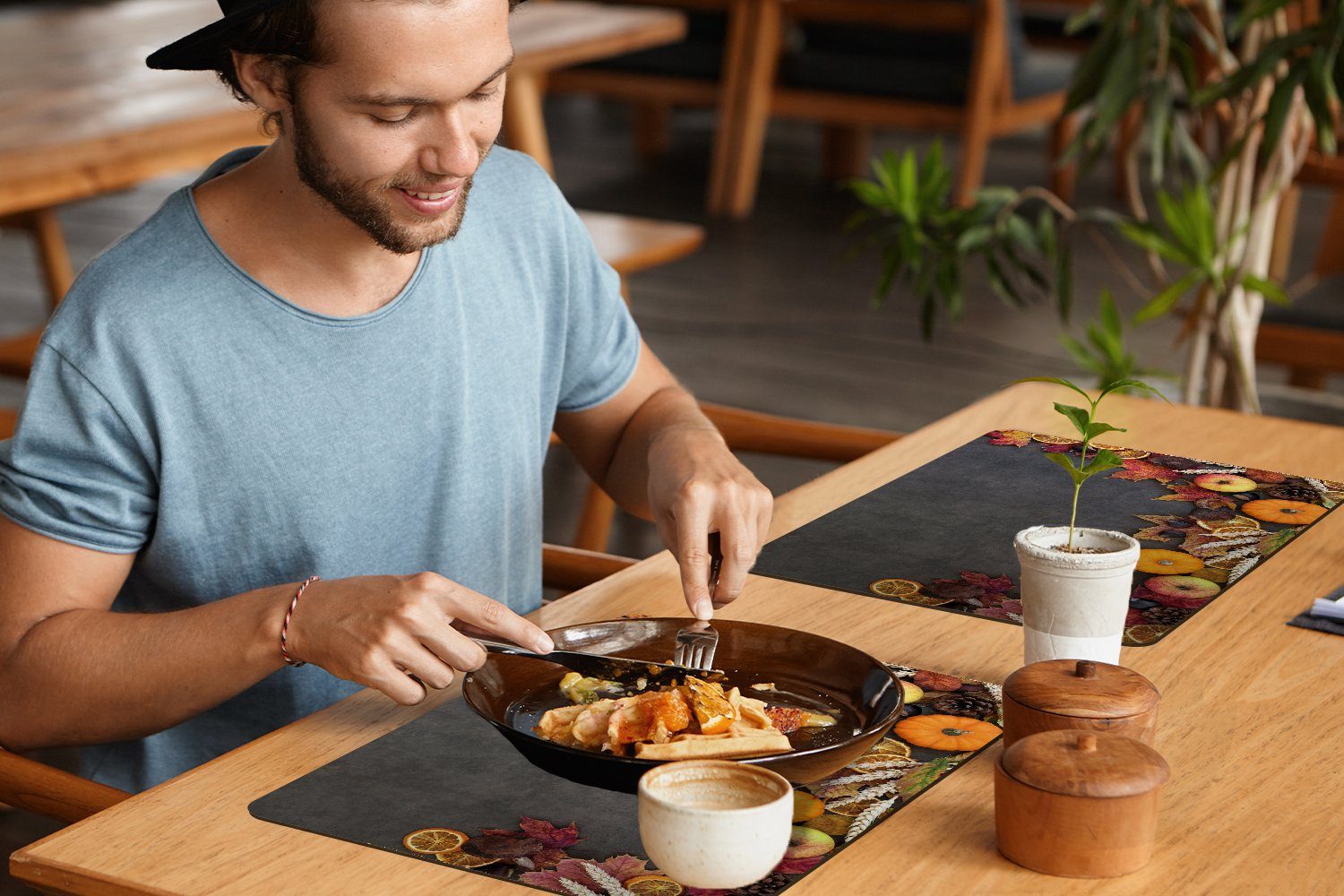 MuchoWow Platzset Obst - Herbstblätter - Kürbis - Stillleben - Herbst, (6-St), Platzsets, Tischset, Abwaschbar, Tischsets, Platzdeckchen – Bild 5 von 5