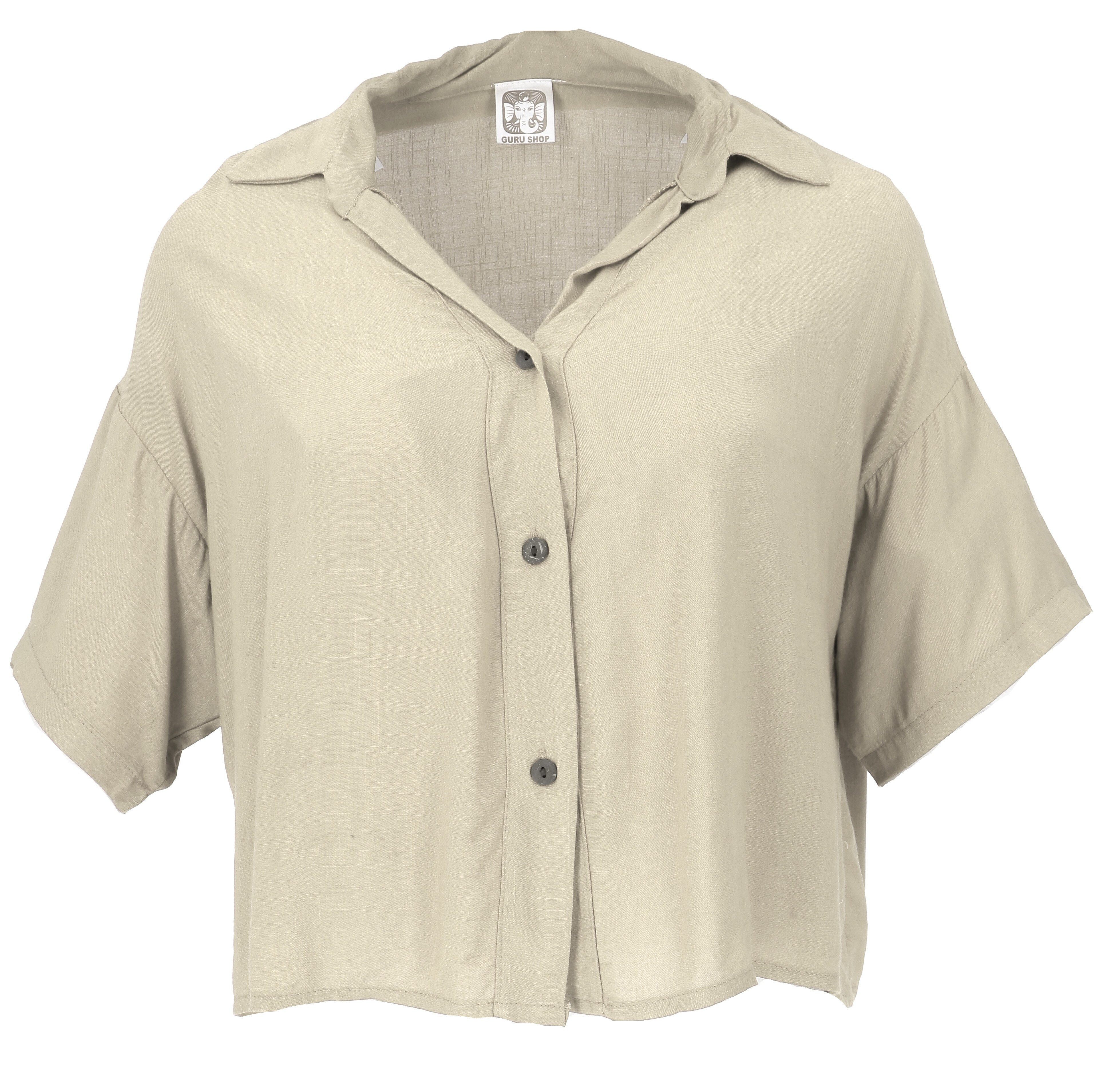 Guru-Shop Longbluse Boho Blusentop, Basic Kurzarmbluse, günstig online kaufen
