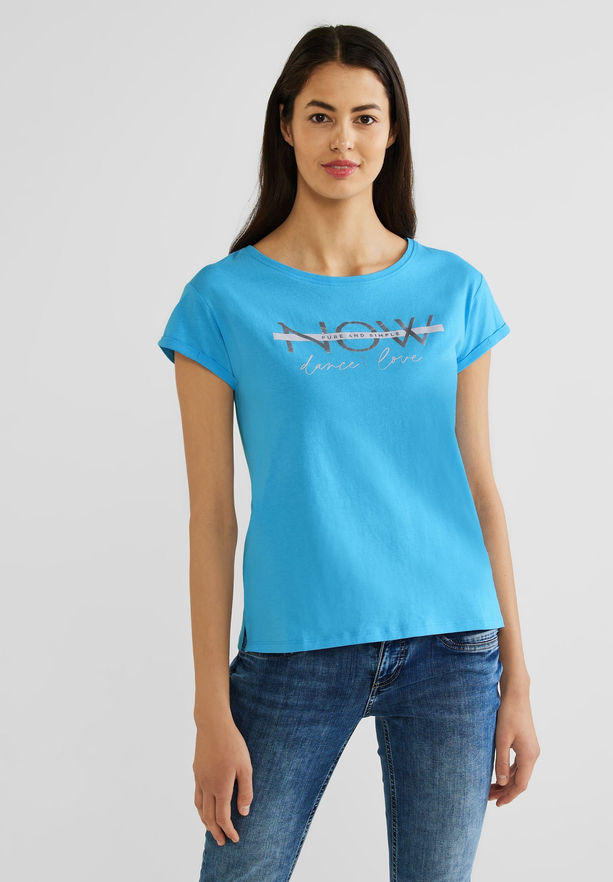 T-Shirt aus splash ONE STREET reiner blue Baumwolle