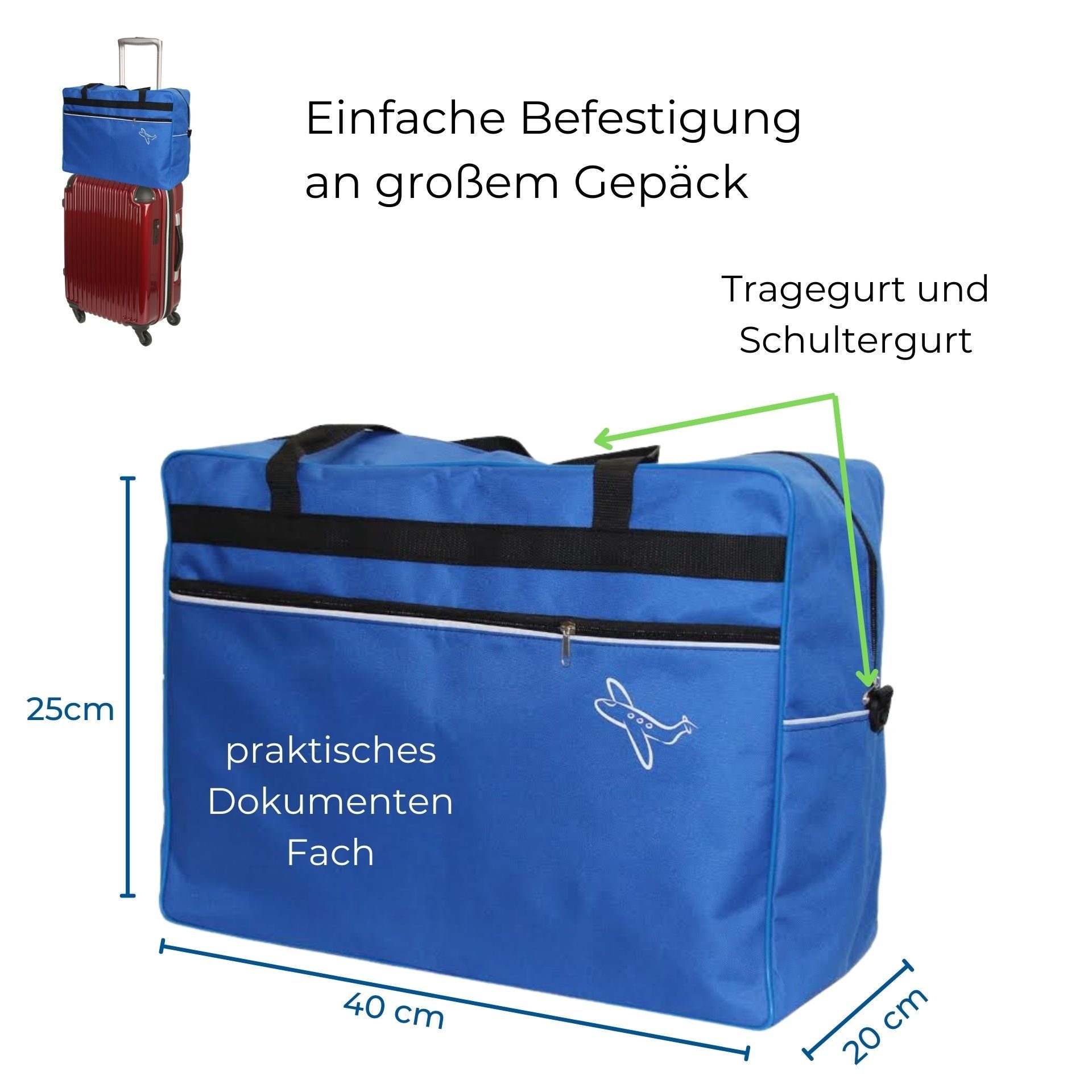Blau Reisetasche Koffer x REISETASCHE x 25 Aves-24 cm HANDGEPÄCK, 40 Bordcase Reise 20