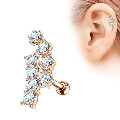 Taffstyle Piercing-Set Knorpel Ohrstecker Tragus Doppel Kristall Reihe, Glitzer Ohr Lippe Nasen Knorpel Cartilage Tragus Labret Nasenpiercing