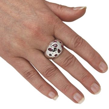 SKIELKA DESIGNSCHMUCK Silberring Rubin Ring "Sternenhimmel" mit Diamanten (Sterling Silber 925) (1-tlg), hochwertige Goldschmiedearbeit aus Deutschland