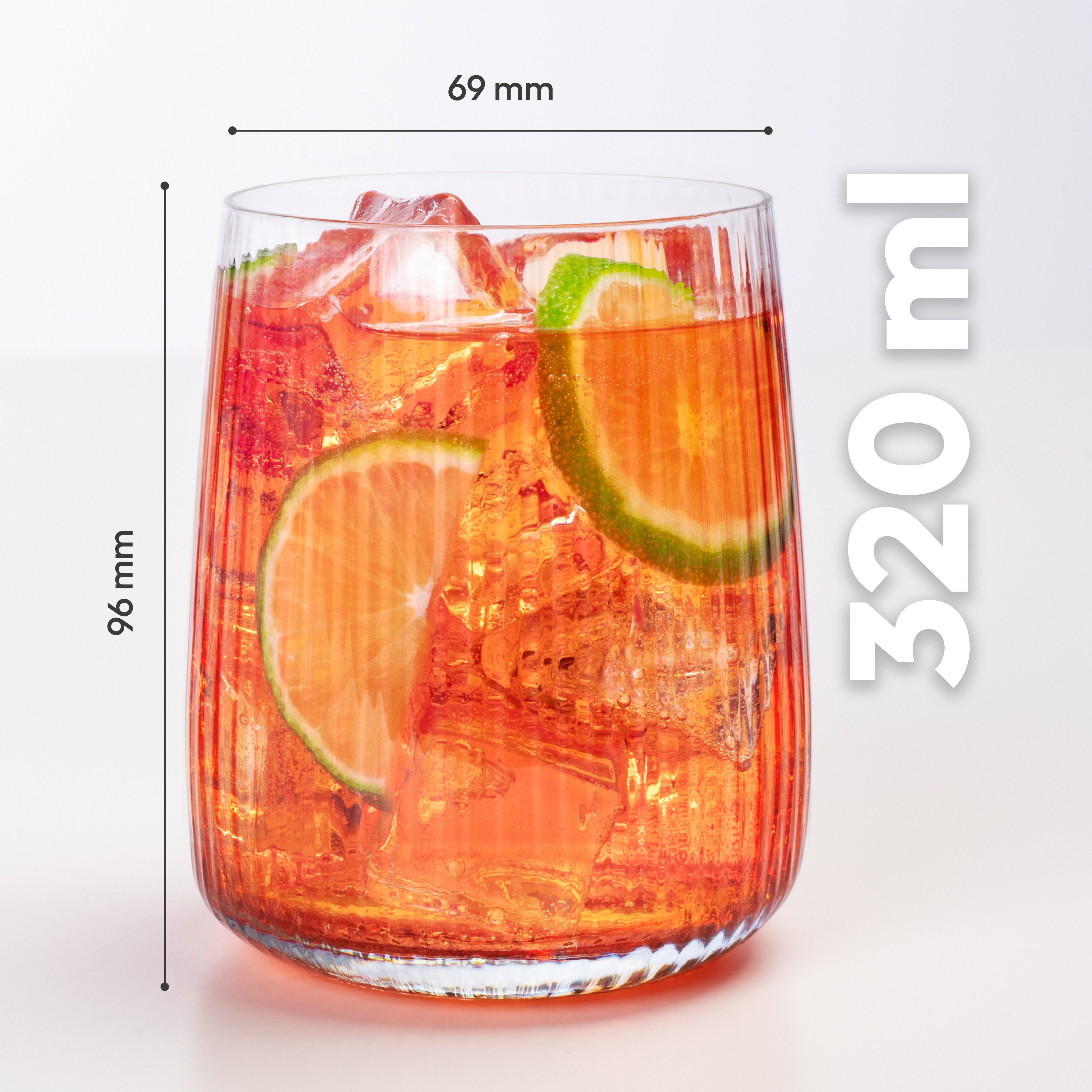 KONZEPT Gläser-Set 6 teilig, Trinkgläser Geriffelte 320 ml, Wassergläser, 6-tlg., Set 6 teilig, 320 ml, spülmaschinenfest