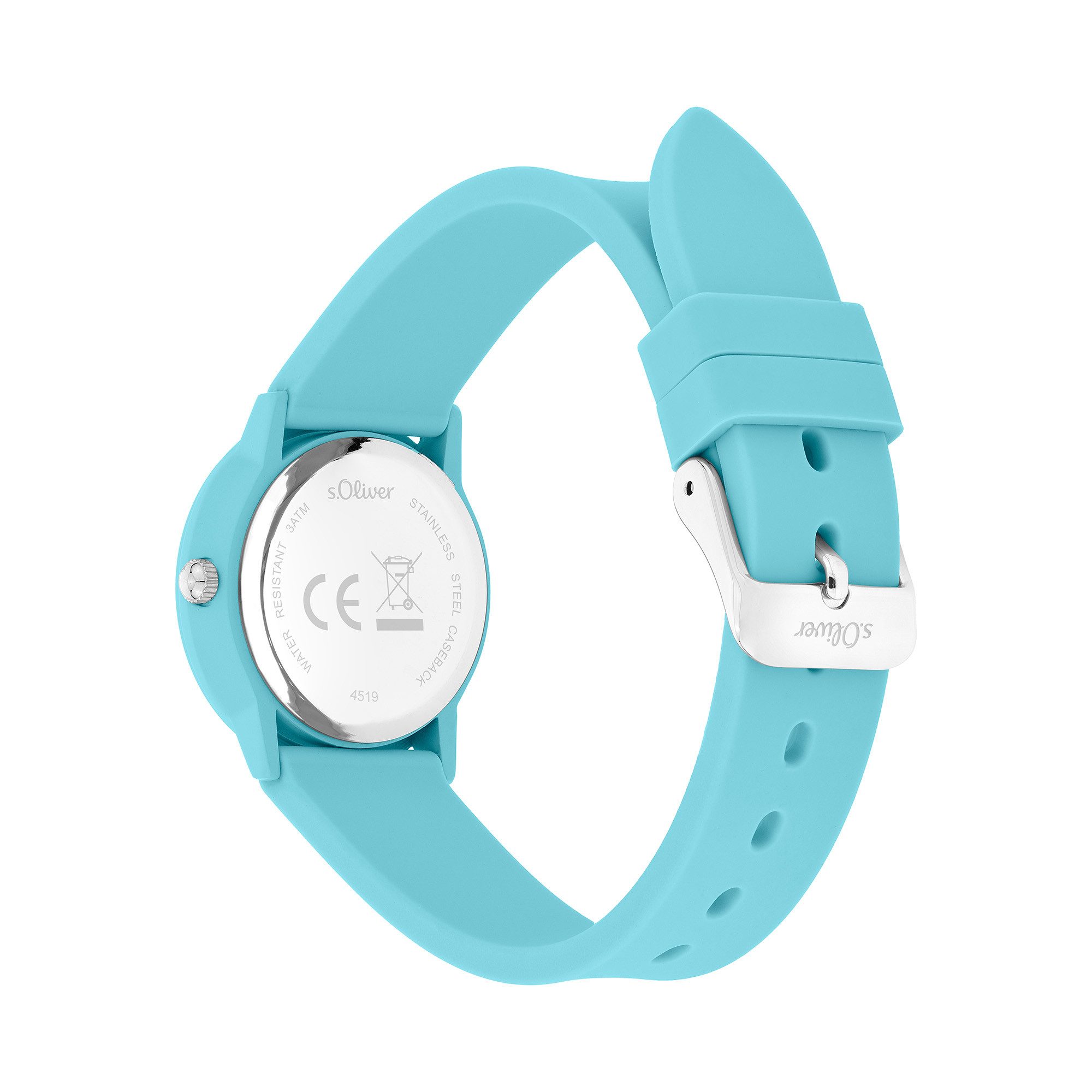 s.Oliver Quarzuhr The Little Spark SO-4519-PQ, Armbanduhr, Silikonarmband, Kinderuhr, Mädchen, analog