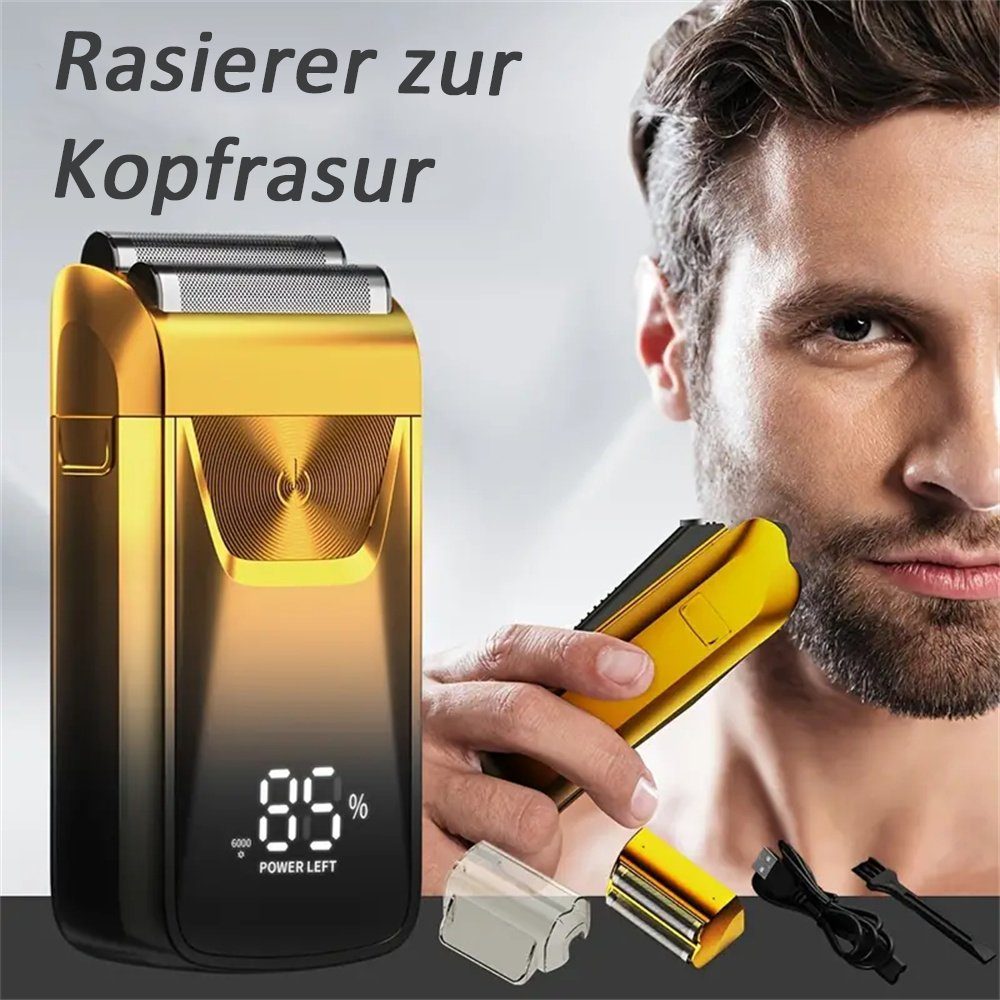 TUABUR Rasiermesser LED-LCD-Display Elektrorasierer Rasierhaarschneider Farbverlauf Herrenrasierer Gold