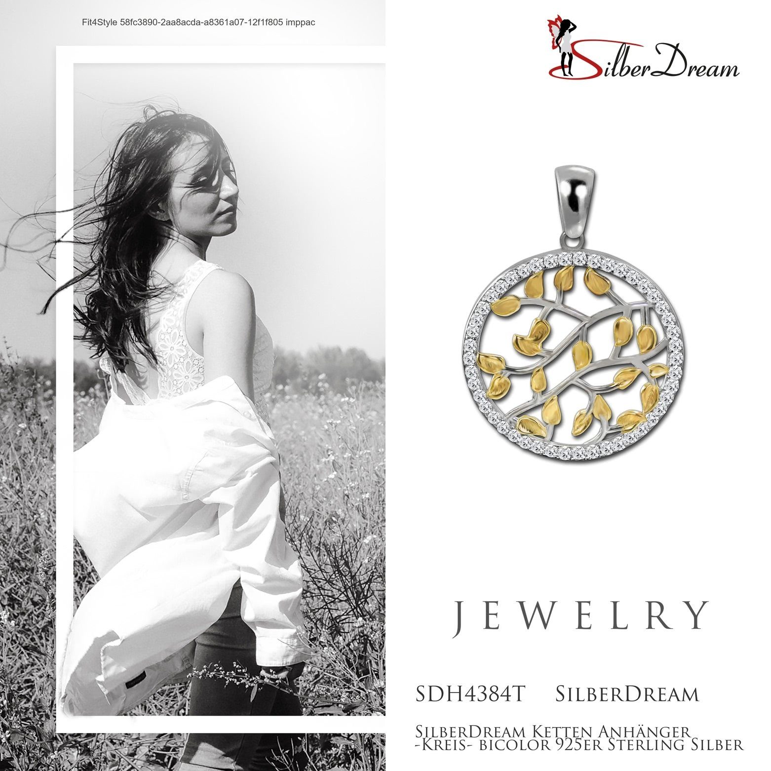 SilberDream Kettenanhänger SilberDream Damen Kreis Ketten-Anhänger goldfarben (Kettenanhänger), Kettenanhänger (Kreis) 925 Sterling Silber, silber, gold ca. 3,2cm