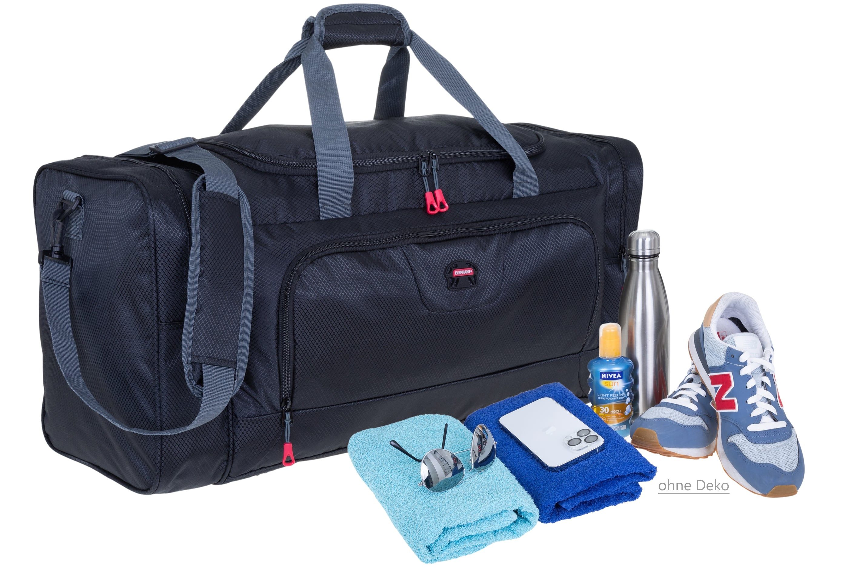 ELEPHANT Sporttasche groß Saunatasche Reisetasche Trainer XL 69 cm, 55 Liter Gym Tasche Fußballtasche XXL + Trinkflasche