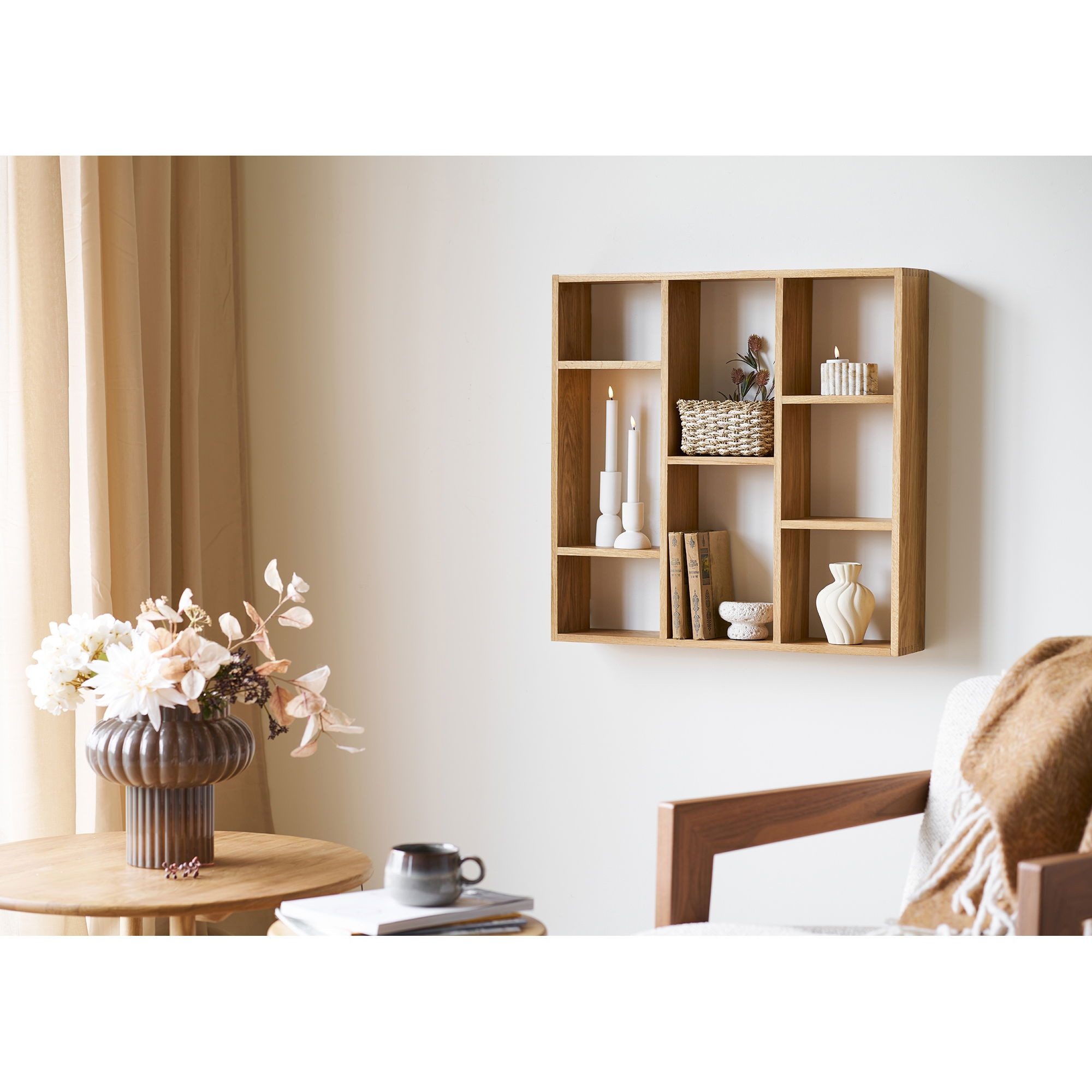 freiraum Hängeregal Townsville, in Eiche, Massivholz - 15x70x70cm (BxHxT)