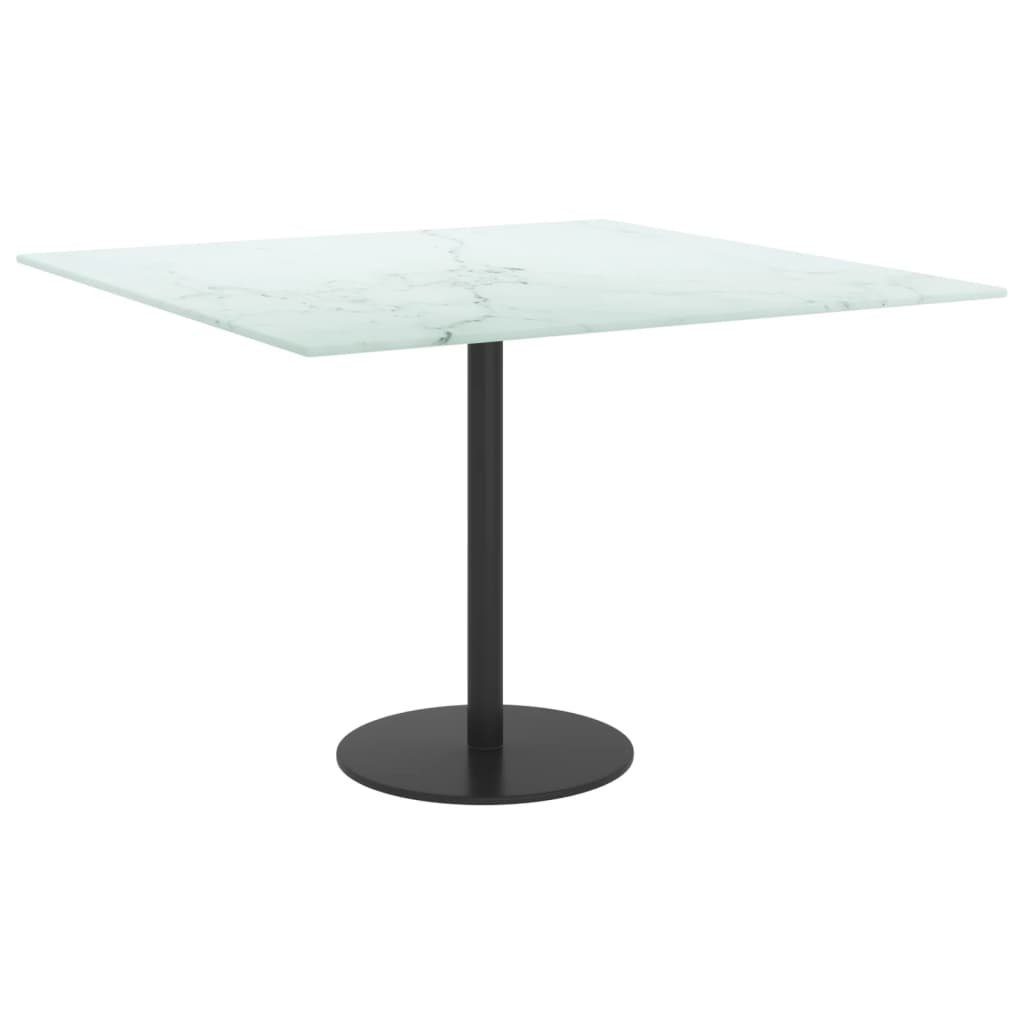furnicato Tischplatte mm Weiß cm in 60x60 Marmoroptik Hartglas St) (1 6
