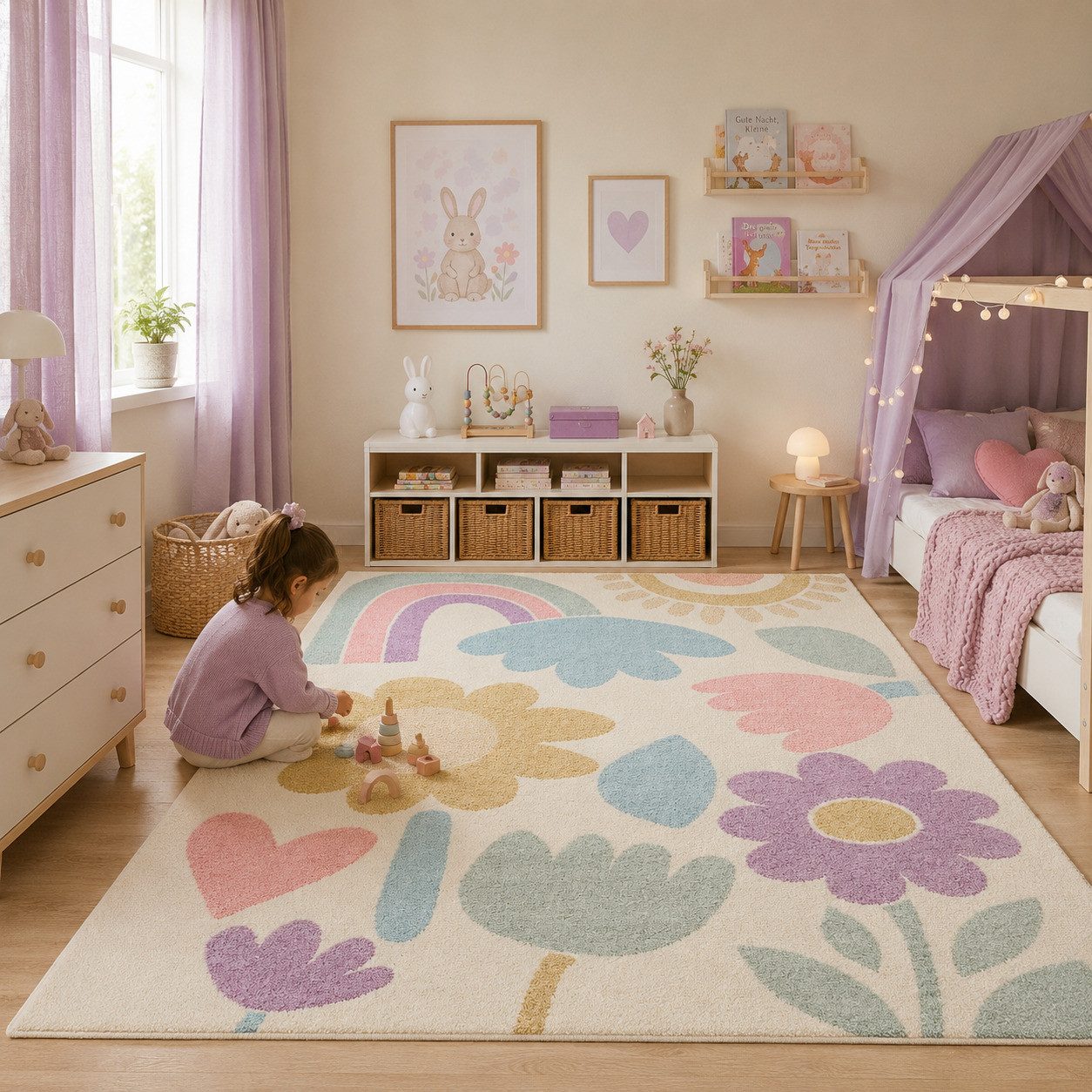 Pergamon Kinderteppich Kinder Teppich Softstar Kids Fantasy Bunt, Rechteckig, Höhe: 11 mm