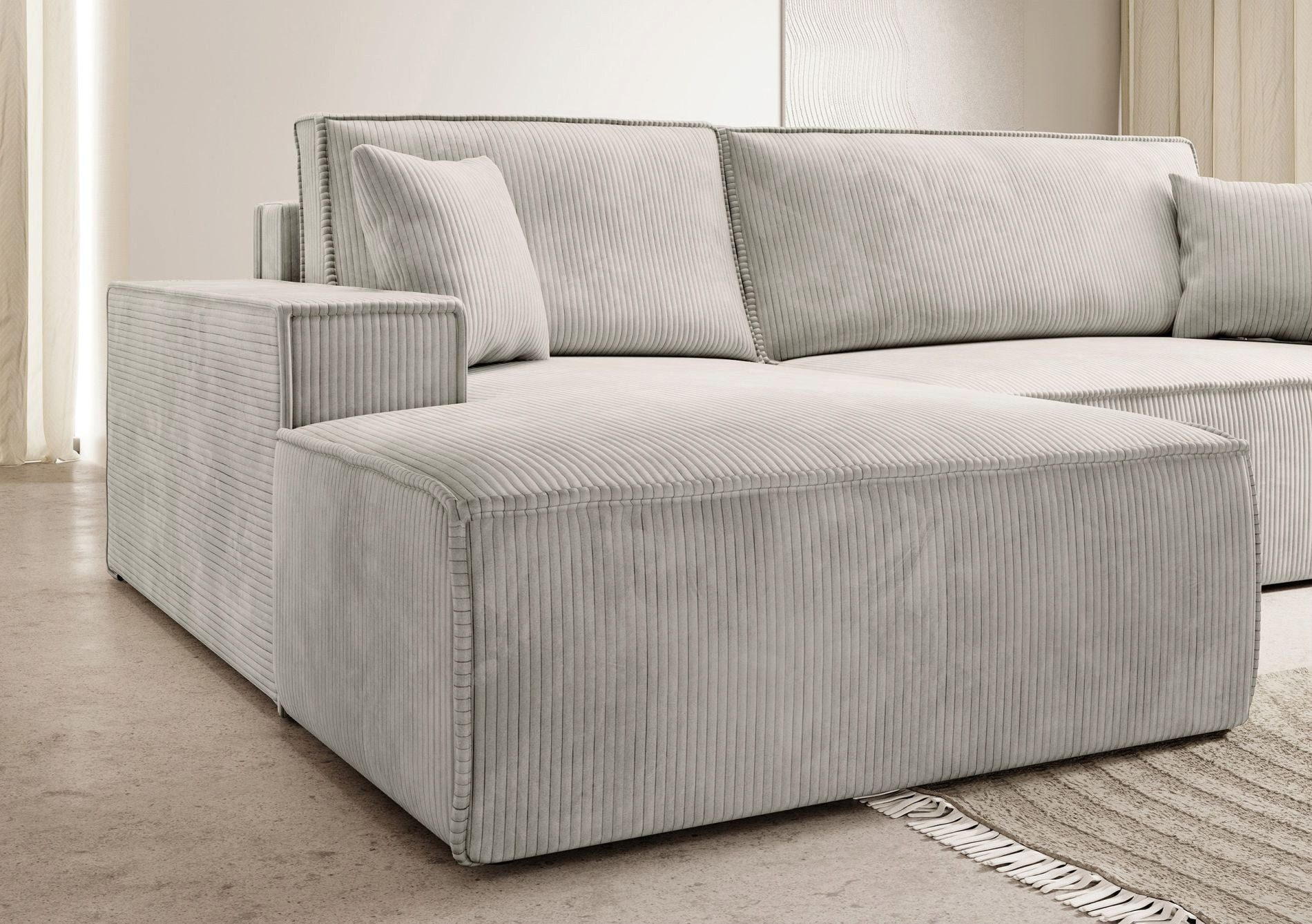 Selsey Ecksofa FARESE NEW, mit Schlaffunktion, Bettkasten und tierfreundlichem Cordbezug, 267 cm