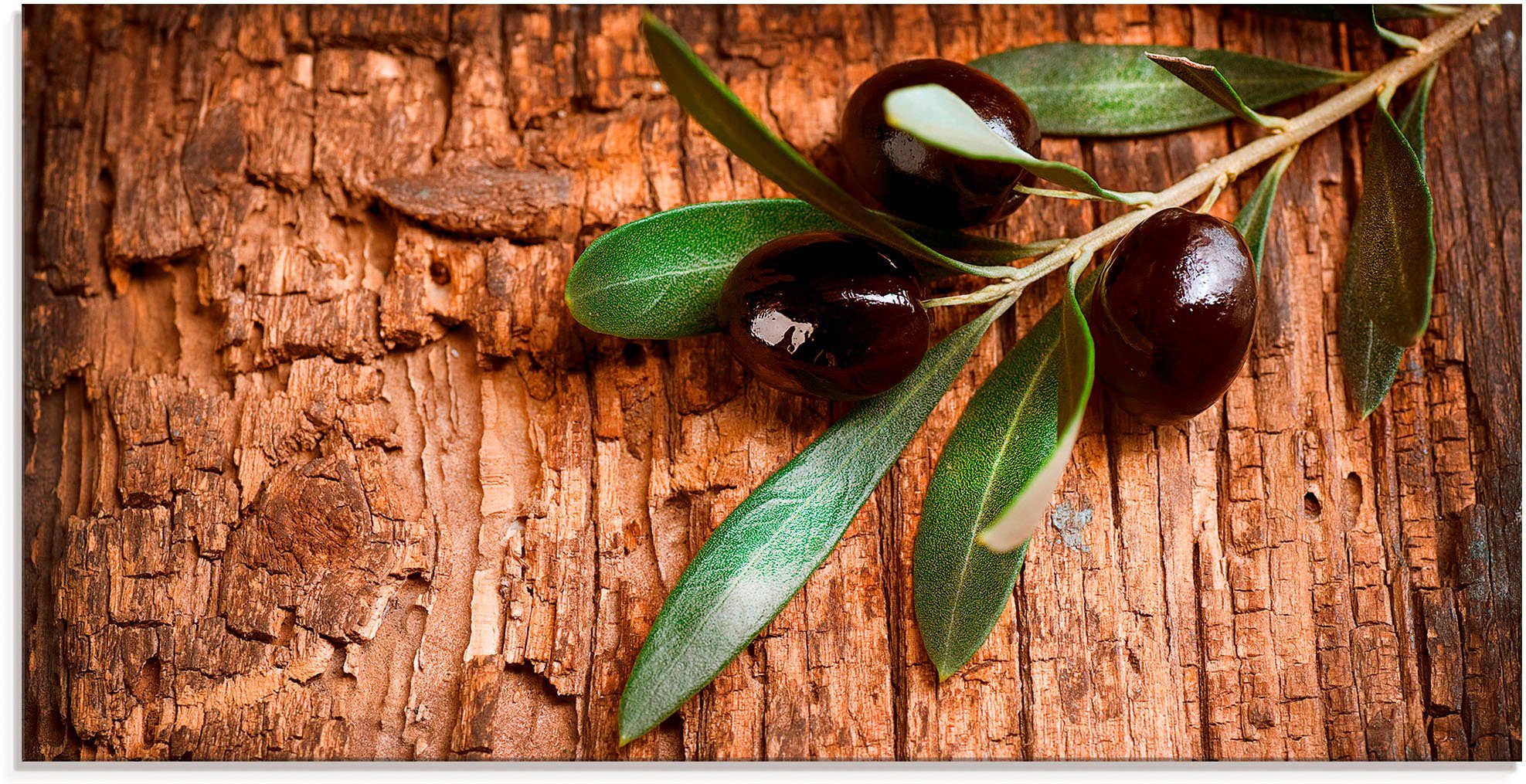 Artland Glasbild Oliven vor einem Holzhintergrund, Speisen (1 St), in verschiedenen Größen