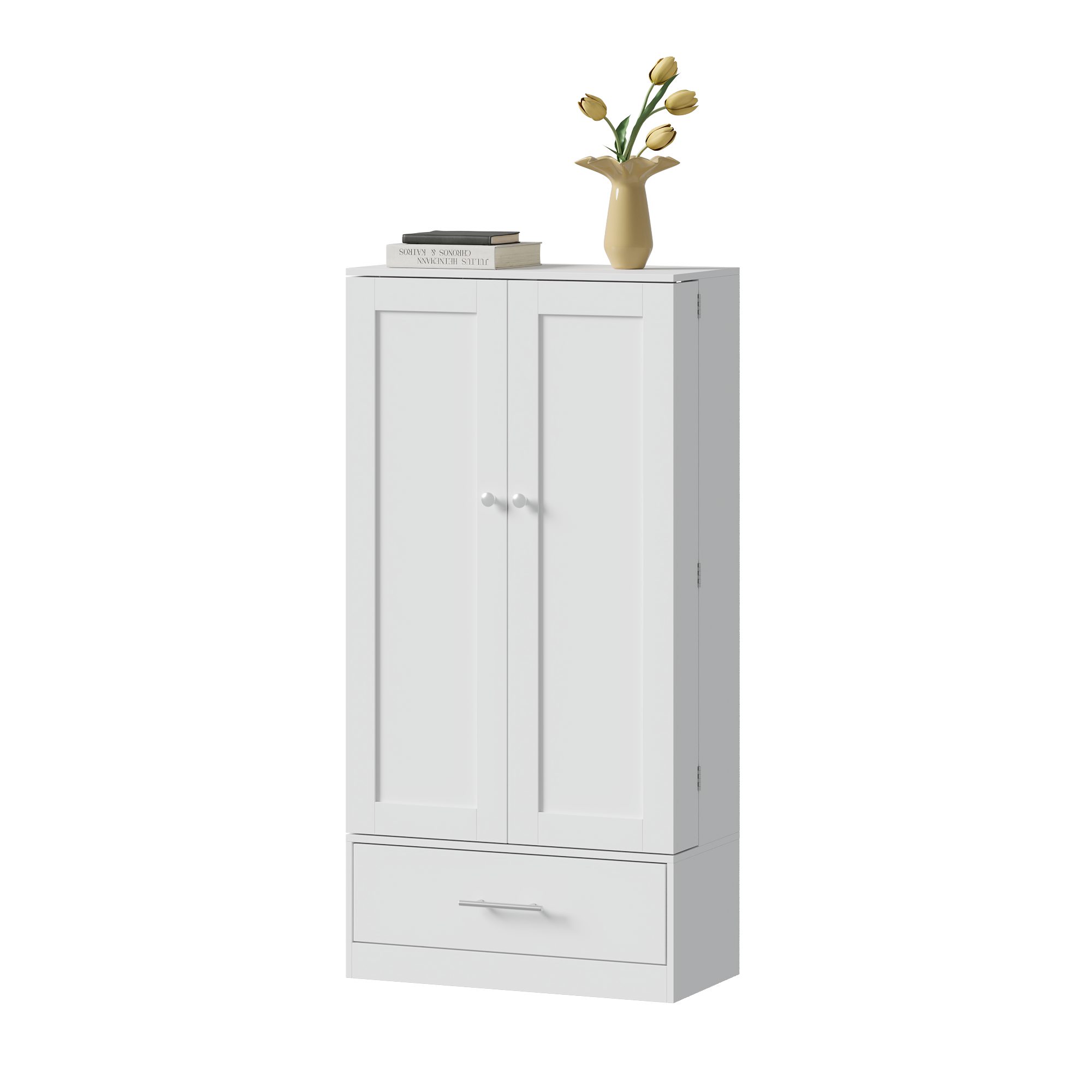 FUFU&GAGA Vorratsschrank Lebensmittelschrank mit Doppeltüren, weiß, MDF, 60×30×120 cm