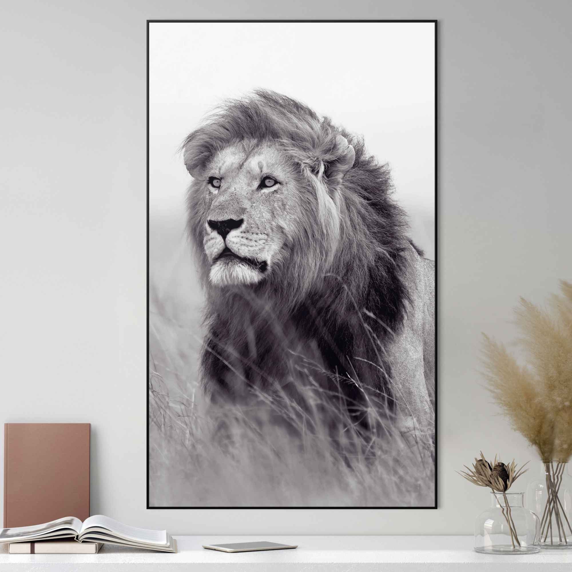 Reinders! Bild Gerahmtes Bild Löwe auf der Savanne König, Löwen (1 St)