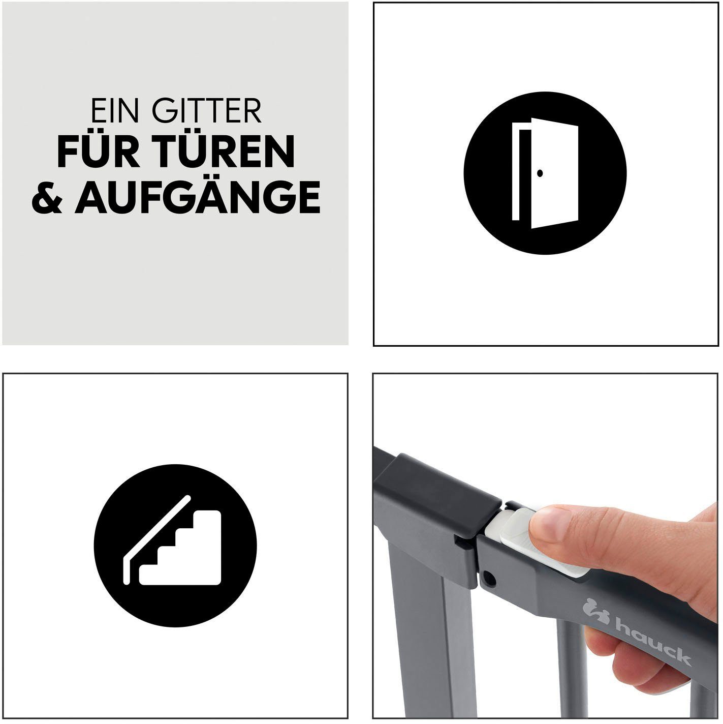 verwendbar Dark Grey, Hauck Clear Step Autoclose als 2 auch + Treppenschutzgitter 9cm, Türschutzgitter Set