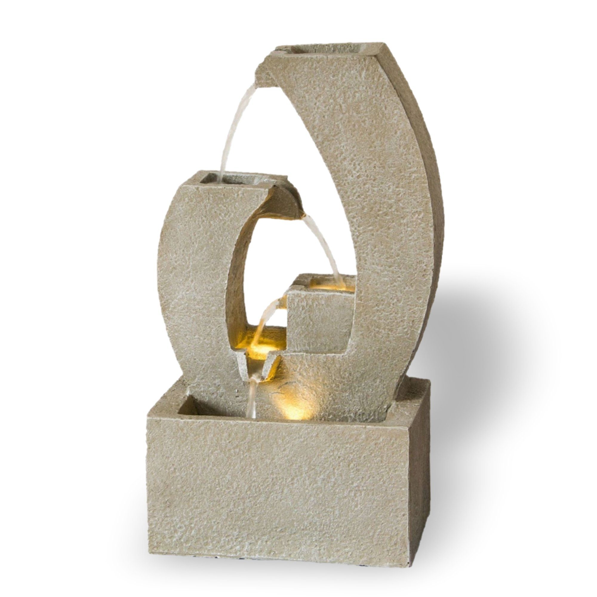 Lemodo Zimmerbrunnen Tischbrunnen mit LED-Beleuchtung und Pumpe, LED-Beleuchtung