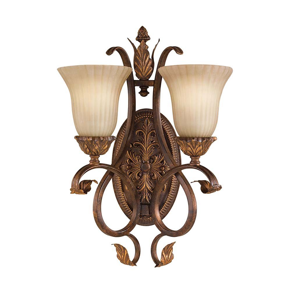 Elstead LIGHTING Wandleuchte, Leuchtmittel nicht inklusive, Wandlampe Leuchte Stahl Glas H 49,5 cm Flurleuchte 2 Flammig