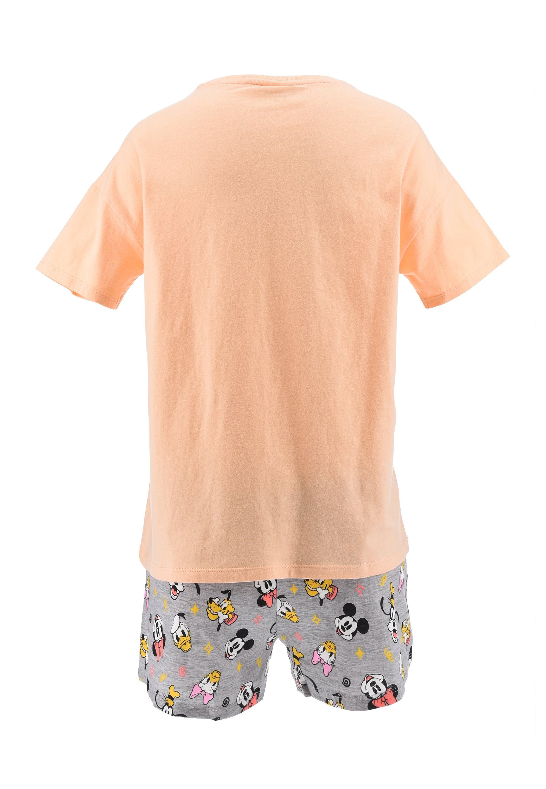 tlg) Frauen Set Shorty Damen (2 und Orange Disney Mouse Shorts Minnie T-Shirt Sommer-Pyjama kurz