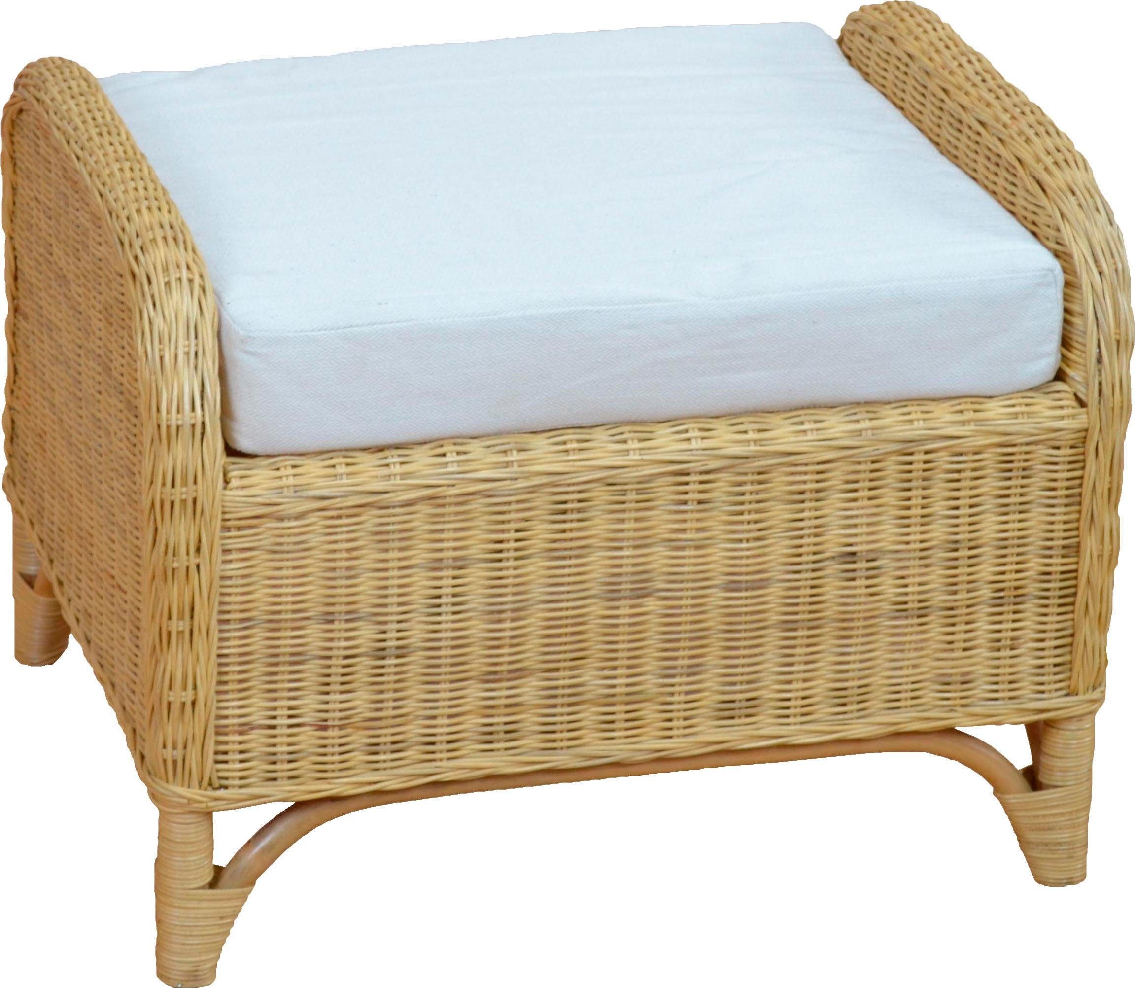 Home affaire Sitzhocker Frieda (Rattanhocker mit Kissenauflage), mit Kissenauflage