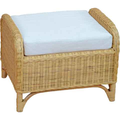 Home affaire Sitzhocker Frieda (Rattanhocker mit Kissenauflage), mit Kissenauflage