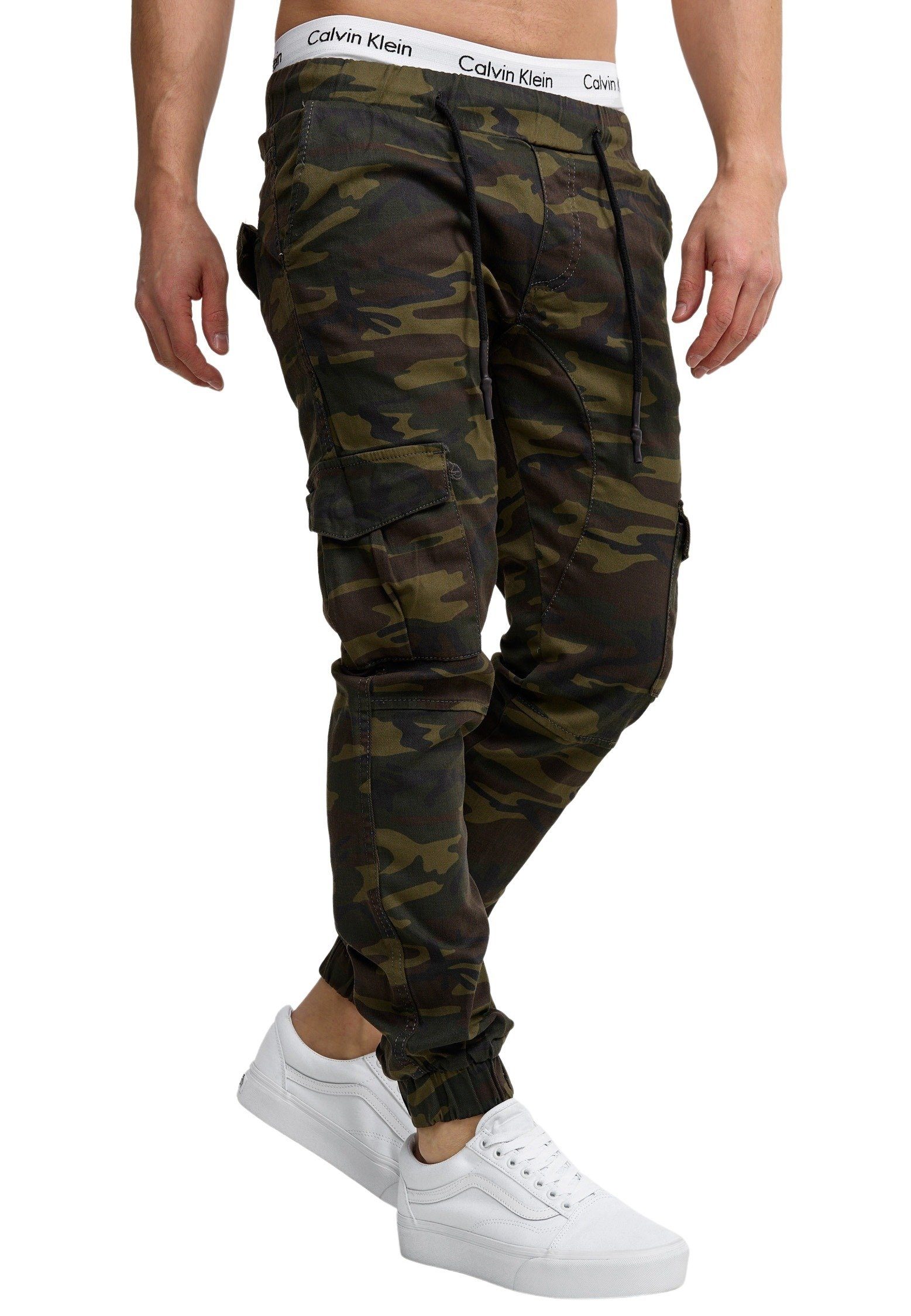 Code47 Slim-fit-Jeans Code47 Herren Chino Pants, Jeans, Slim Fit, (1-tlg) Oliv Camouflage