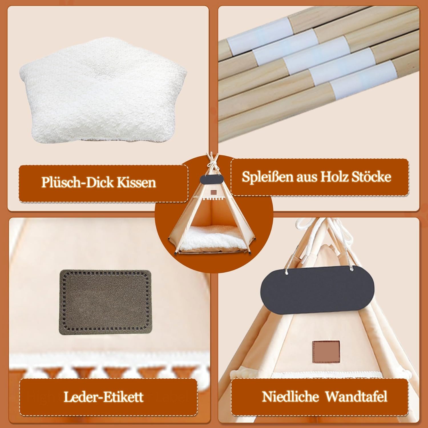 zggzerg Tierbett Hundezelt Katzenzelt mit Kissen Waschbar Haustierzelte Häu günstig online kaufen