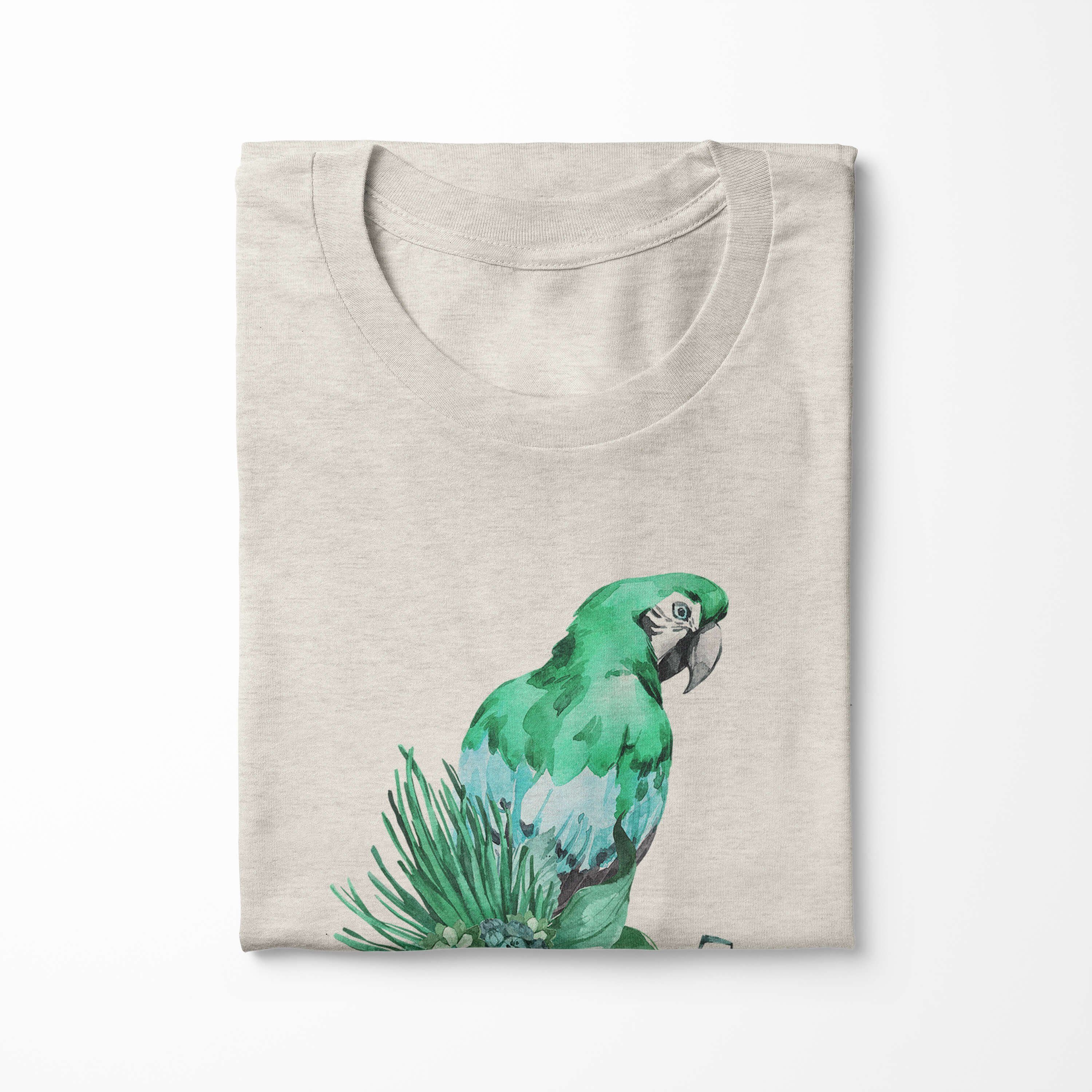 Sinus T-Shirt Motiv Nachhaltig (1-tlg) Papagei Art Farbe Ökomode T-Shirt Aquarell Herren Bio-Baumwolle Shirt Organic