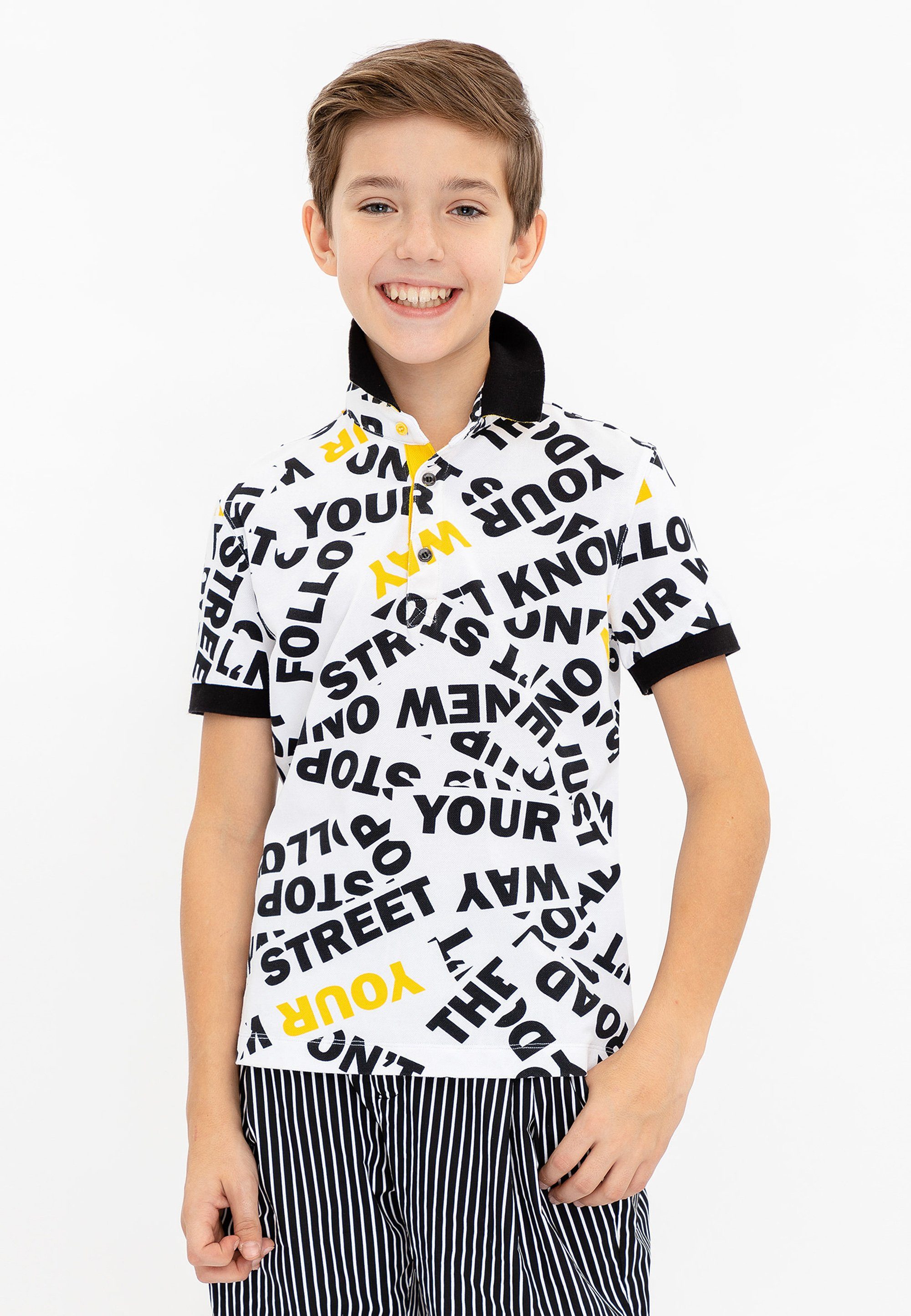 Gulliver Poloshirt mit stylischem Allover-Print