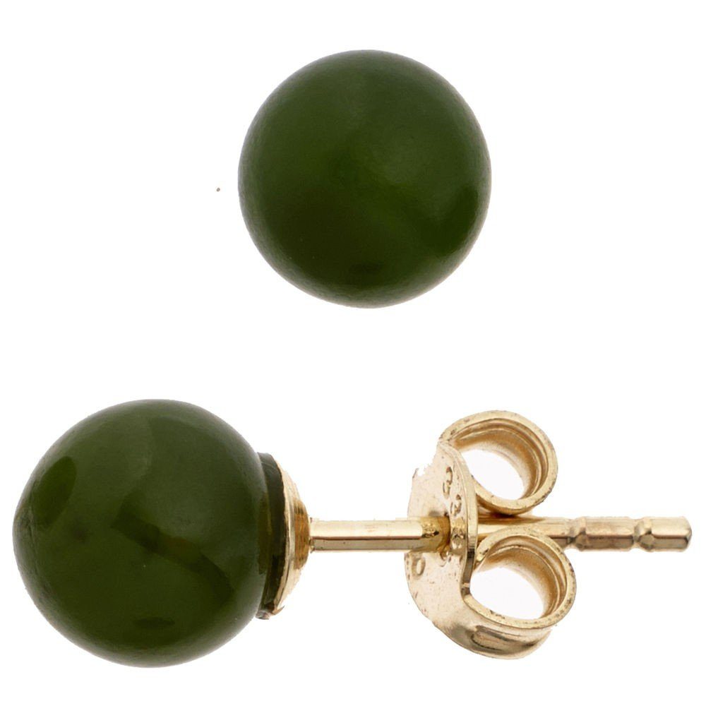 Schmuck Krone Paar Ohrstecker Ohrstecker mit Jade dunkelgrün 333 Gold, Gold günstig online kaufen