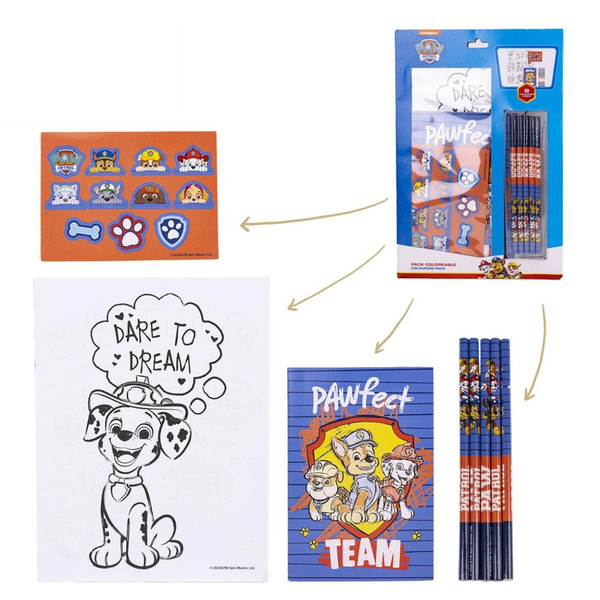 Cerda Bleistift PAW Patrol Schreibwaren-Set Ausmalbares Kreativset für Kinder, (Paw patrol), Mit PAW Patrol-Design