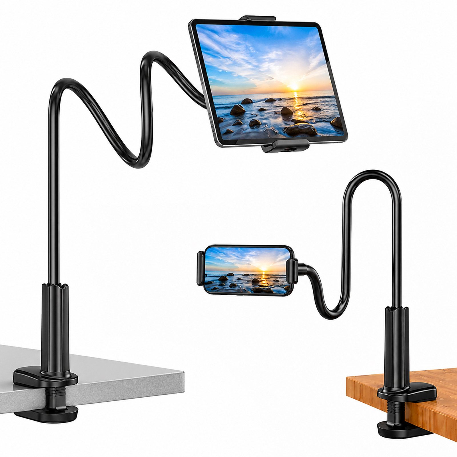 BOOD Tablet-Halterung Flexibler Schwanenhals-Handyhalter Gooseneck Handyhalter, (bis 11 Zoll, Packung, 1-tlg., Keine Montage erforderlich)