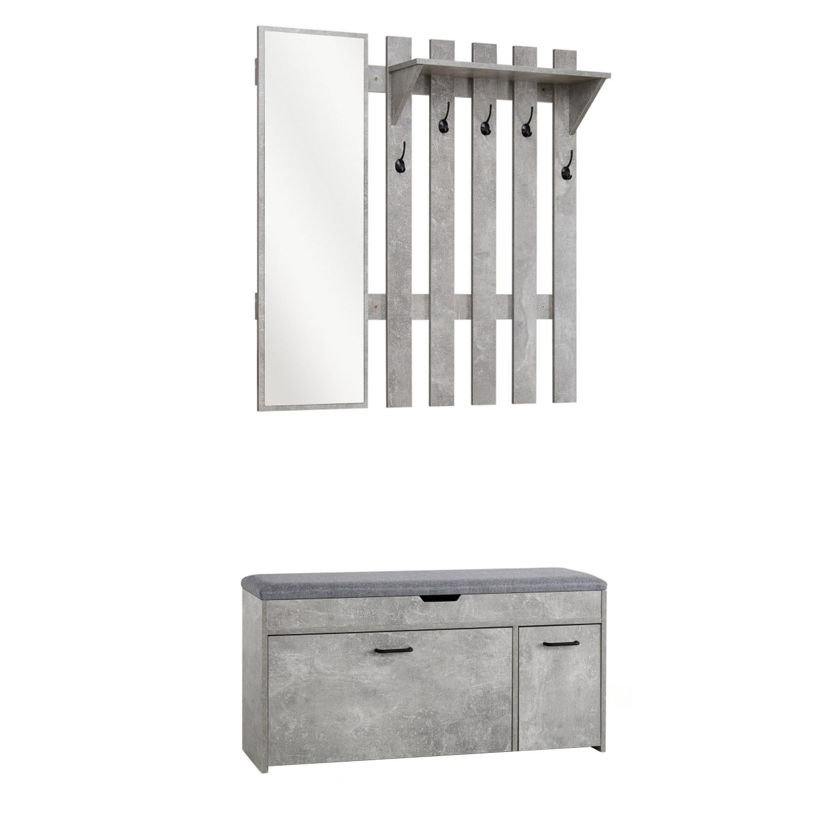 Mondeer Garderoben-Set (2-St), Garderobe mit Schuhbank, Garderobenpaneel mi günstig online kaufen