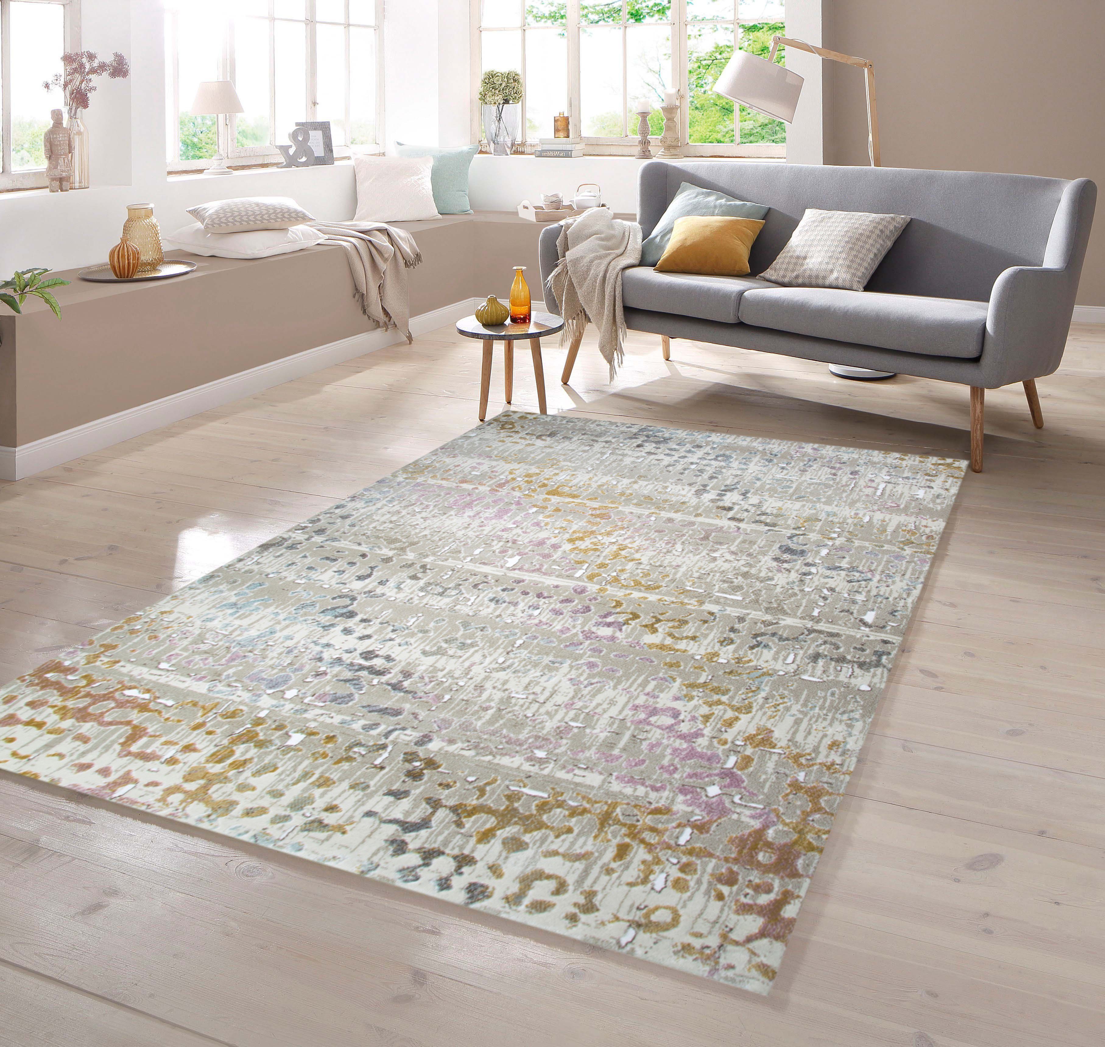 TeppichHome24 Teppich Designer Teppich in Lila Senfgelb Türkis, rechteckig