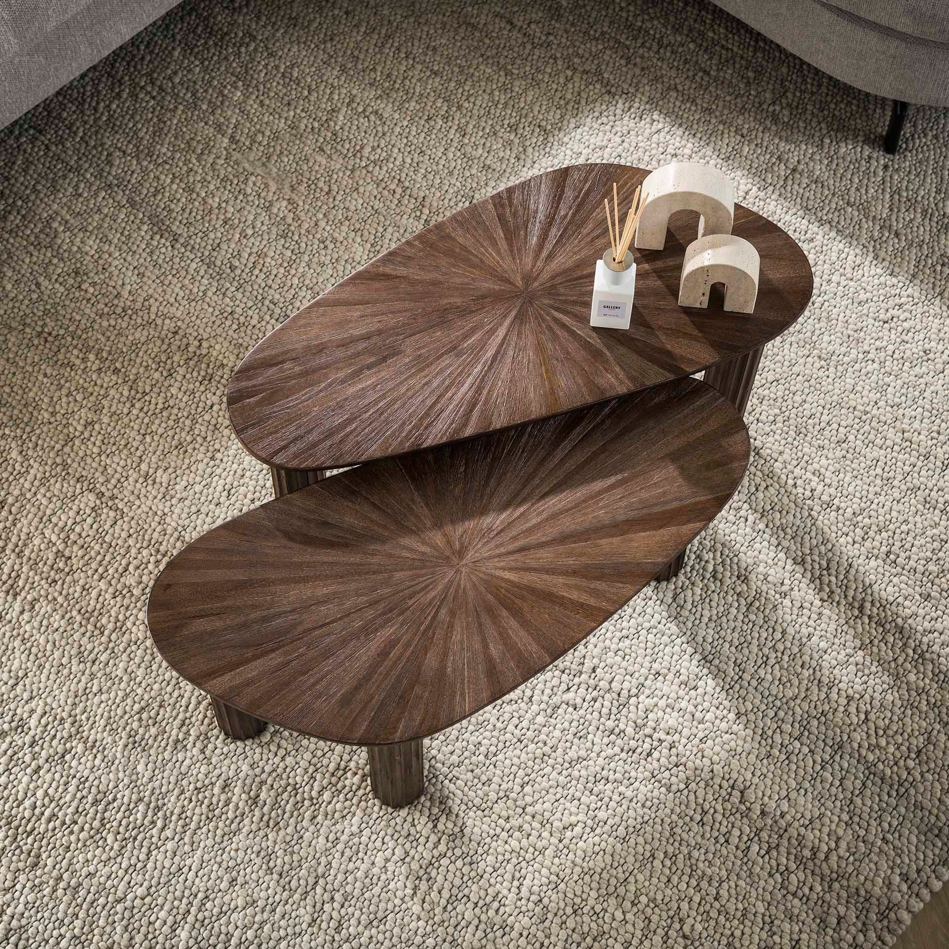 Maison ESTO Couchtisch 2er Couchtisch-Set MOJO aus Teakholz – organische Fo günstig online kaufen