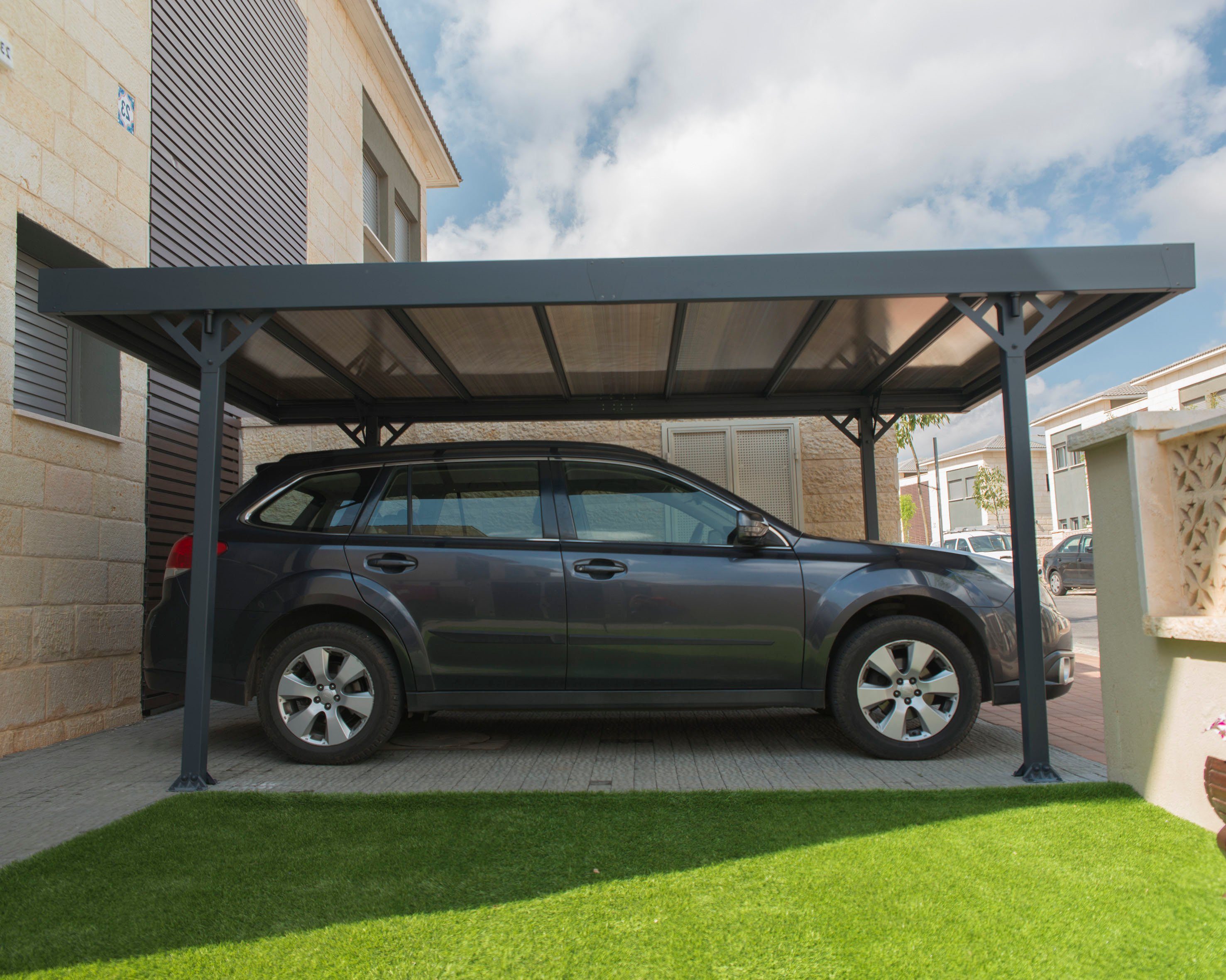 cm, 204 cm Einzelcarport 5000, Regenrinnen inkl. - und Bodenverankerungen BxT: 298x497 Einfahrtshöhe, Palram Canopia Palma