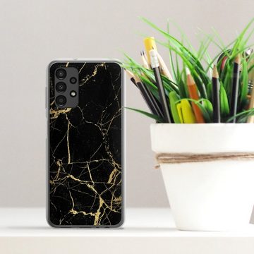 DeinDesign Handyhülle Marmor schwarz Muster BlackGoldMarble Look, Samsung Galaxy A13 4G Silikon Hülle Bumper Case Handy Schutzhülle