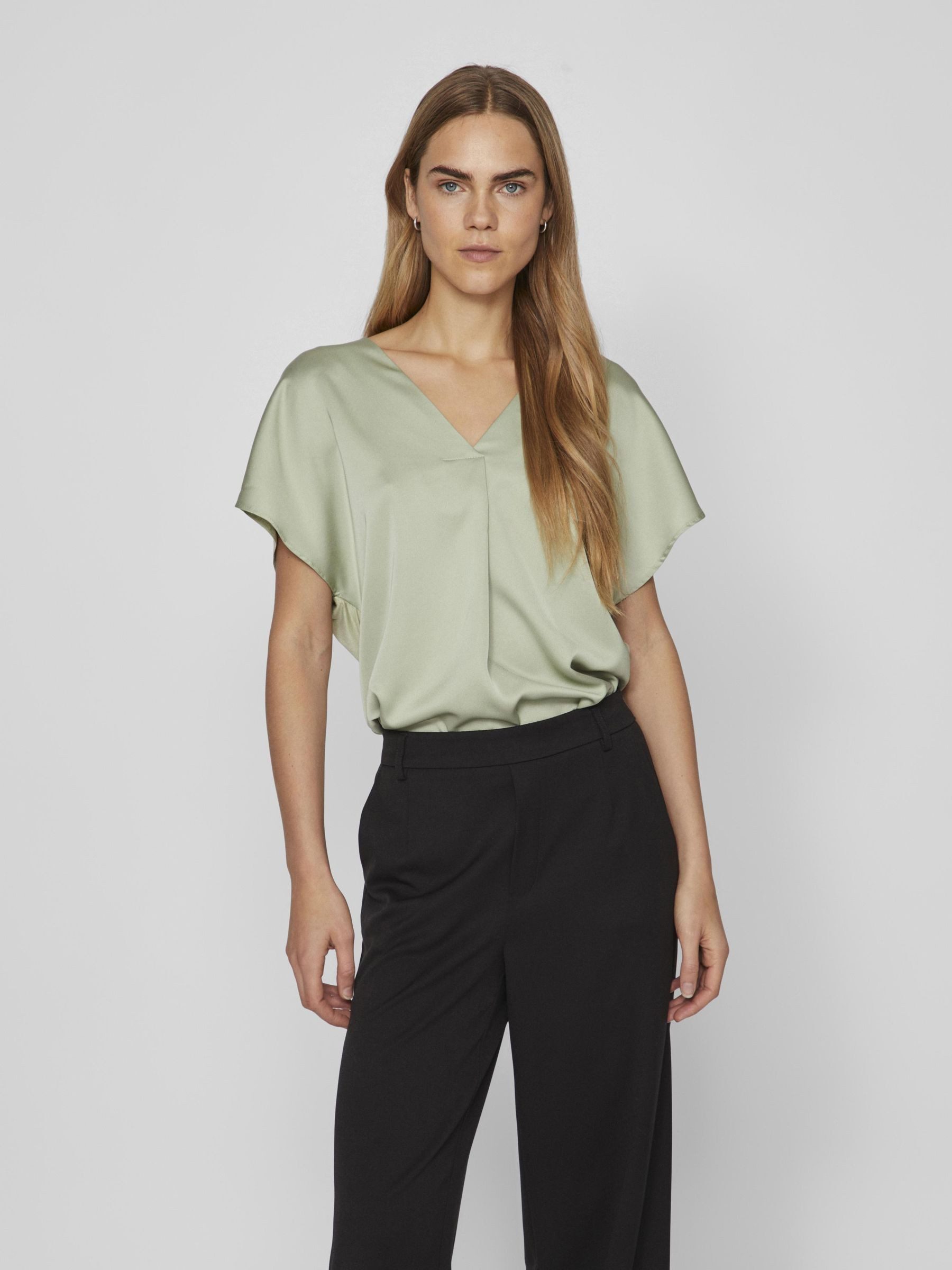 Vila Blusenshirt Satin Blusen Glänzendes Kurzarm günstig online kaufen