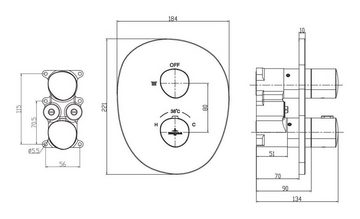 Villeroy & Boch Unterputzarmatur Antao Thermostat, mit Einwege-Mengenregulierung, Wandmontage - Matt Black