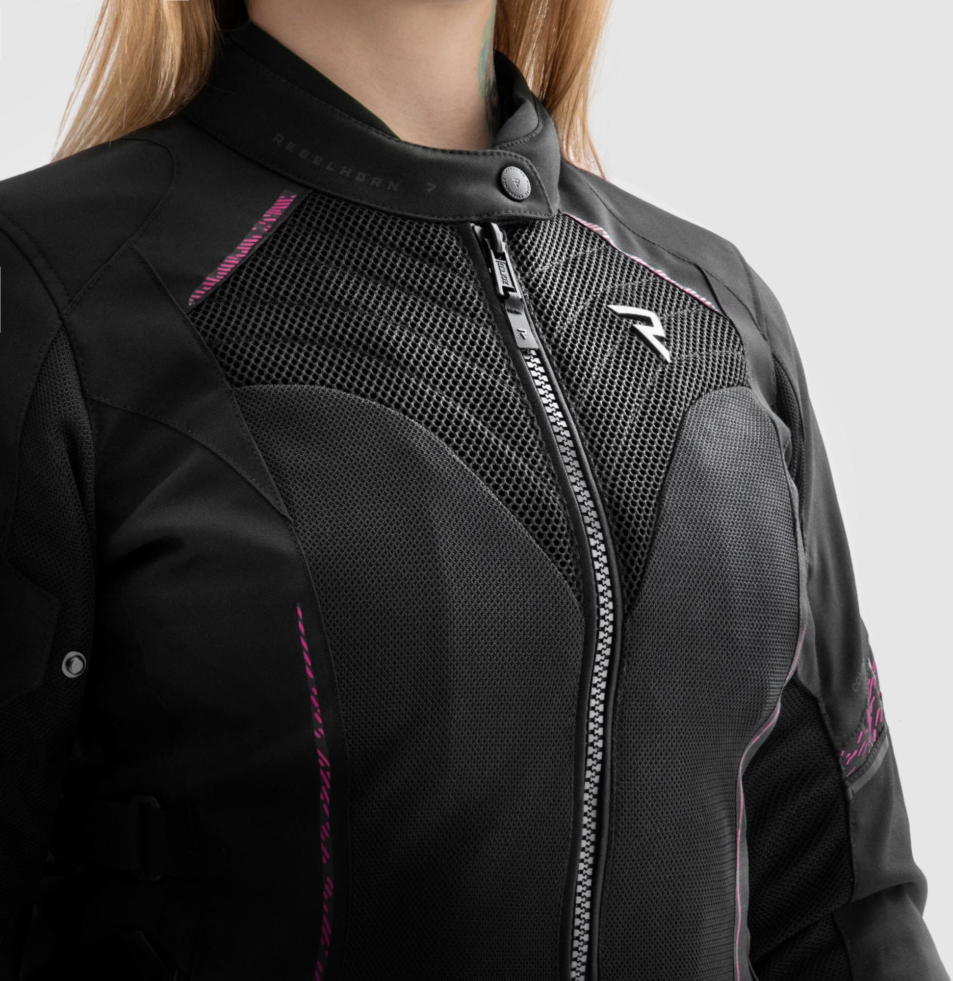 Rebelhorn Motorradjacke Jax wasserdichte Damen Motorrad Textiljacke Rückenprotektor enthalten,Verbindungsreißverschluss,Ellenbogenpro