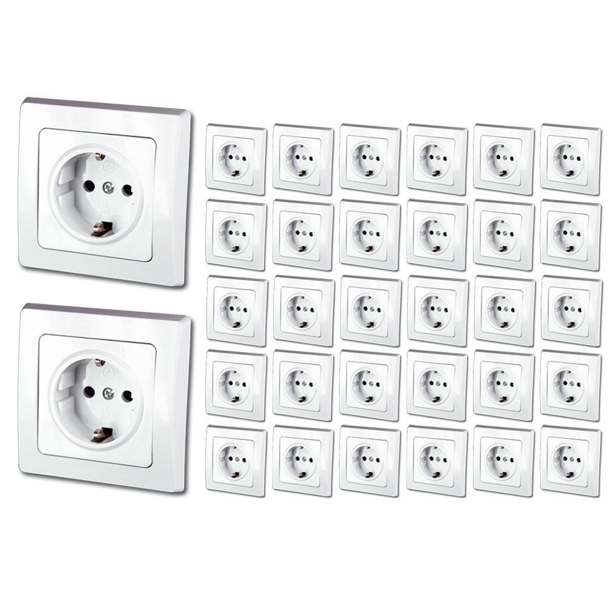 ChiliTec Unterputz-Steckdose DELPHI 32er Set Schuko-Steckdosen weiß 250V~/ 16A