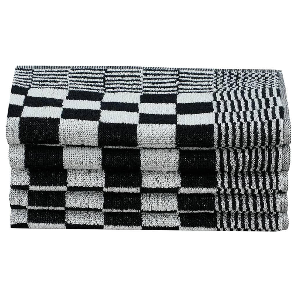und Handtuch-Set Baumwolle, Schwarz 10-tlg. Weiß Handtuch (10-St) vidaXL