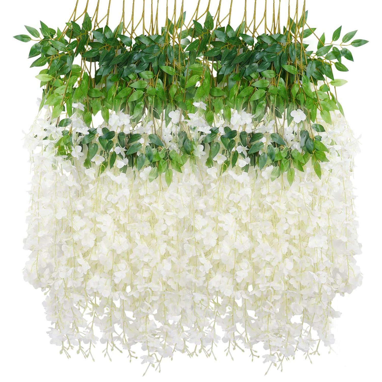 Kunstblume 12 Stück Wisteria Künstliche Glyzinien Blumen Hängende Glyzinien günstig online kaufen