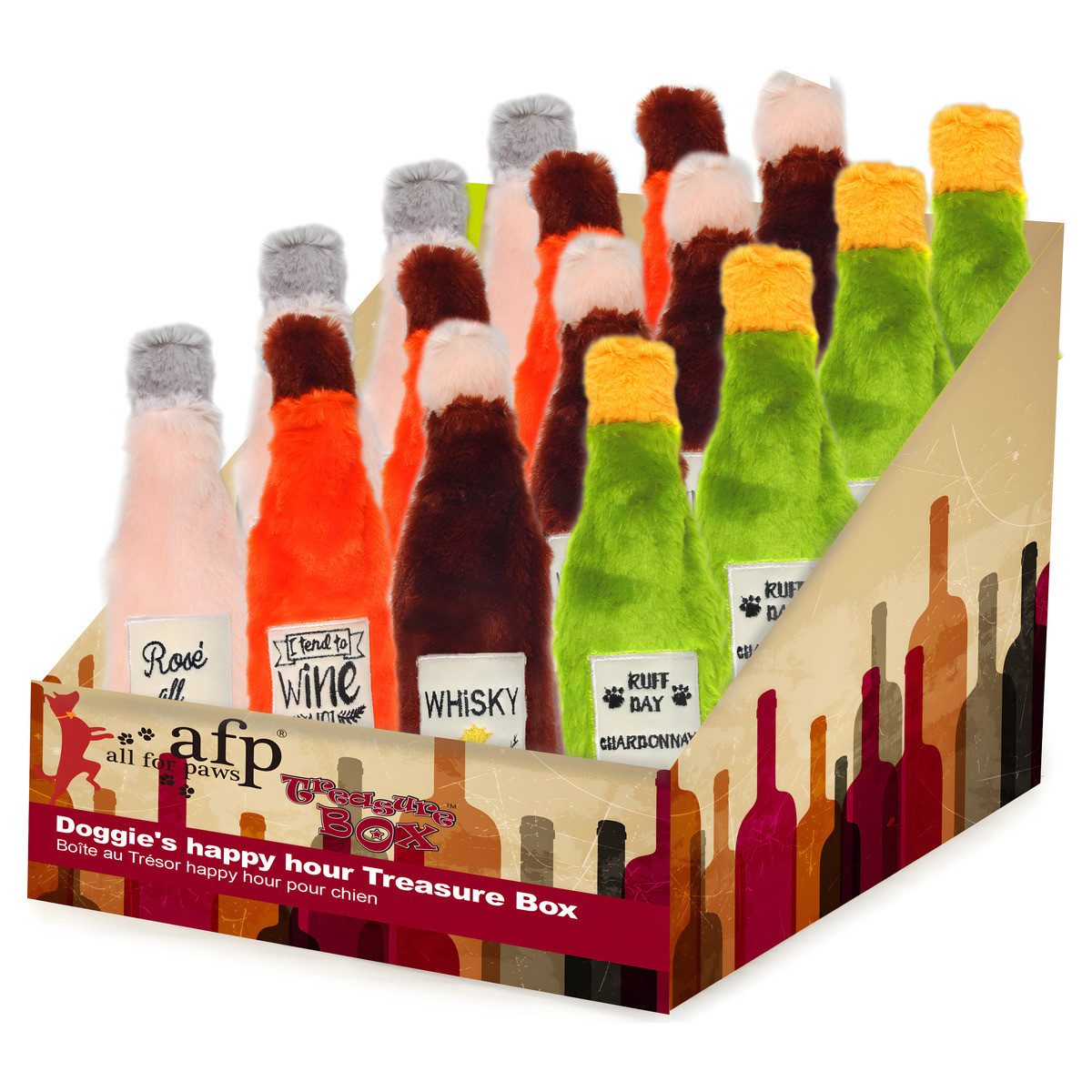 all for paws Tierkuscheltier Hundespielzeug Doggie's Treasure Box Happy Hour - 16er Pack