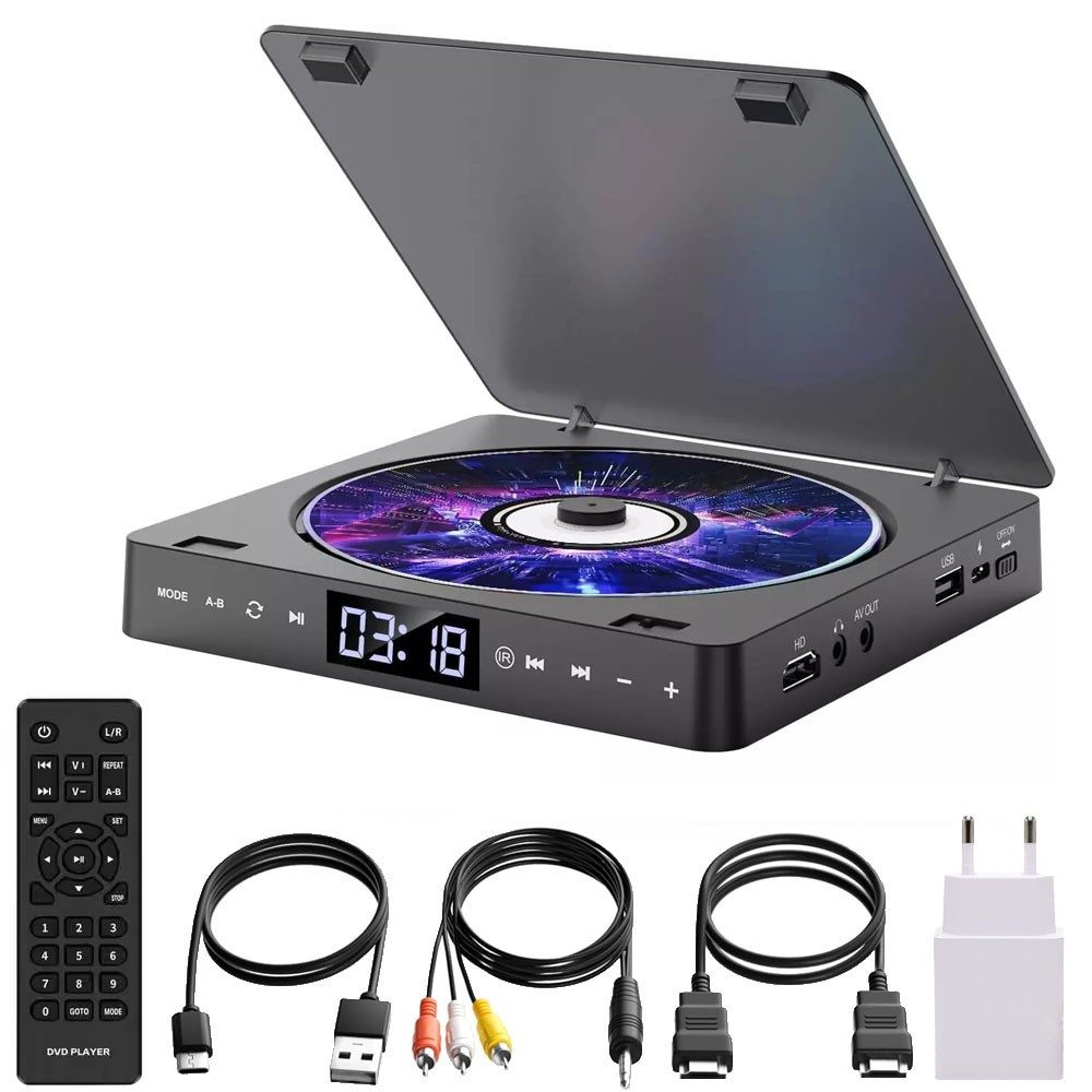 QUBEBU Portabler DVD проигрыватели, mit Display, HDMI AV-Ausgang, Fernbedienung, USB DVD проигрыватели